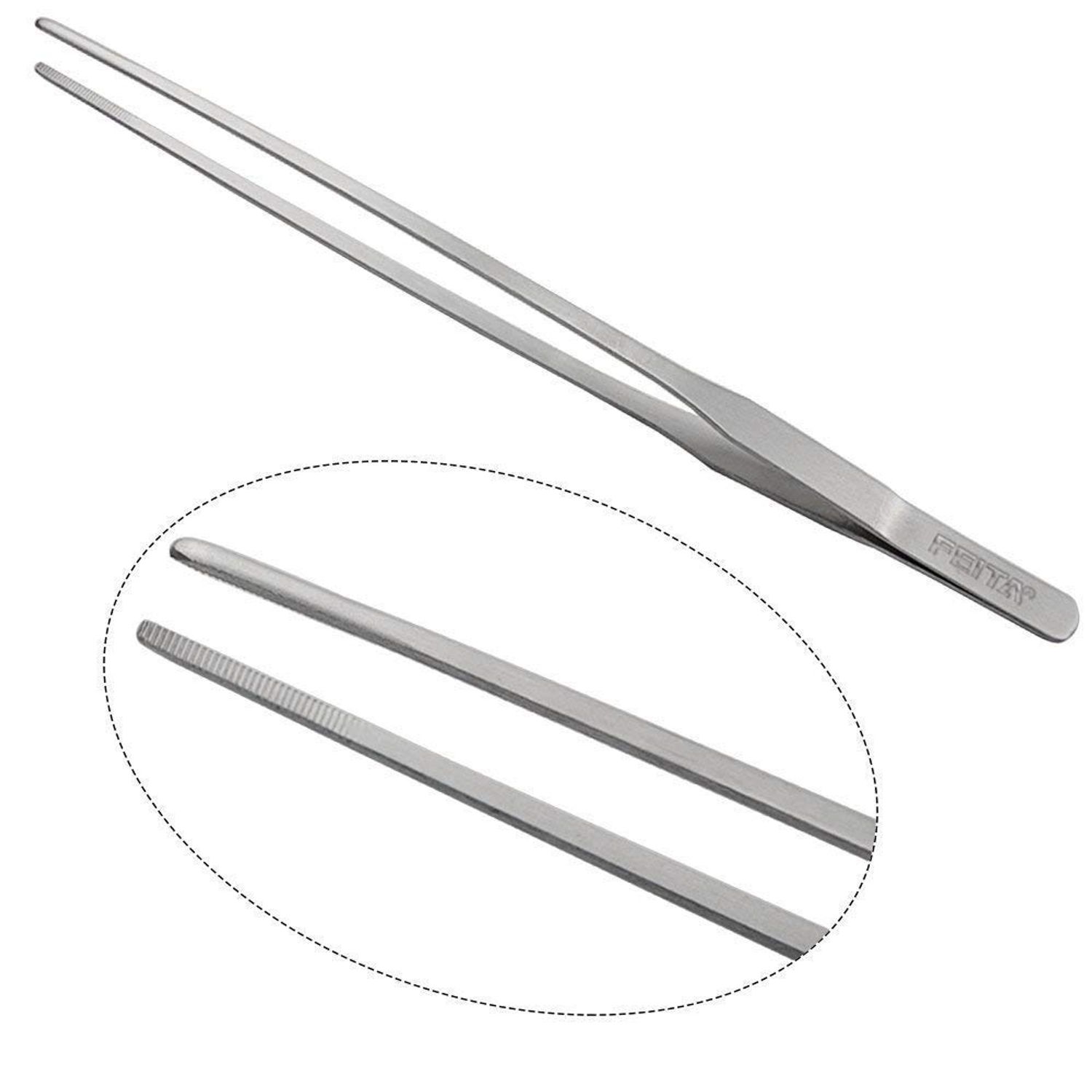 Aquarium Tweezer Set - FEITA Long Stainless Steel Curved & Straight Aquarium Feeding Tweezers Scissors Maintenance Tools Kit (3 Pcs)