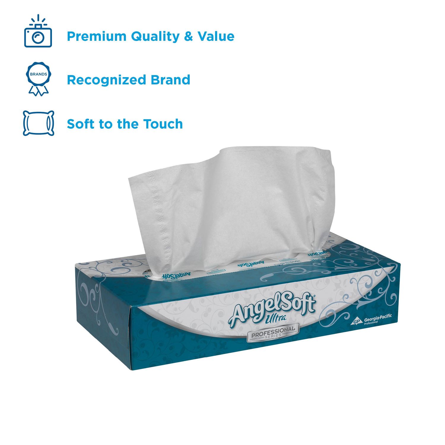Angel Soft Ultra Professional Series Premium 2-Ply Facial Tissue by GP PRO (Georgia-Pacific), Flat Box, 48560, 125 Sheets Per Box, 30 Boxes Per Case