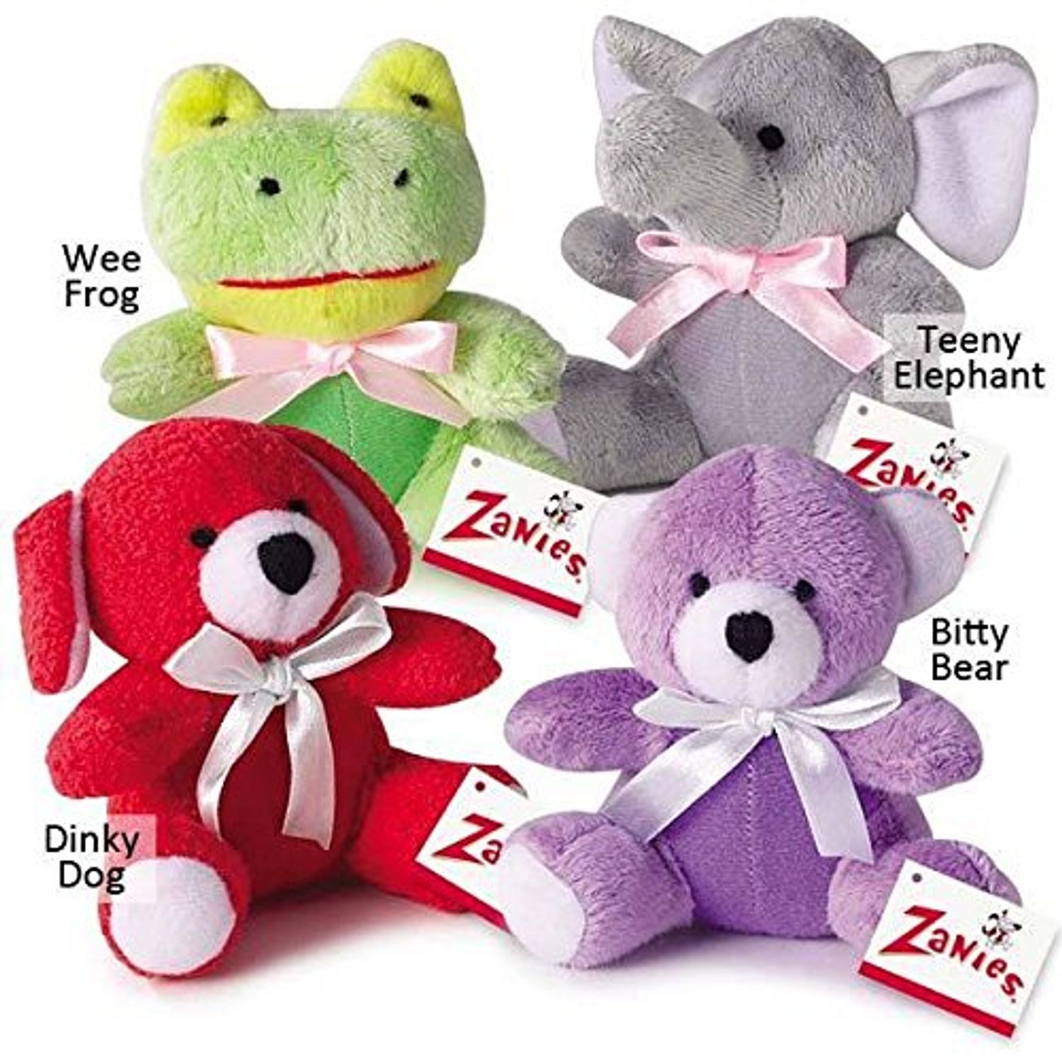 Zanies ITTY BITTIES Small Breed Dog Toy Brightly Colored Squeaker Toys Choose Character(Full Set - All 4 Toys)