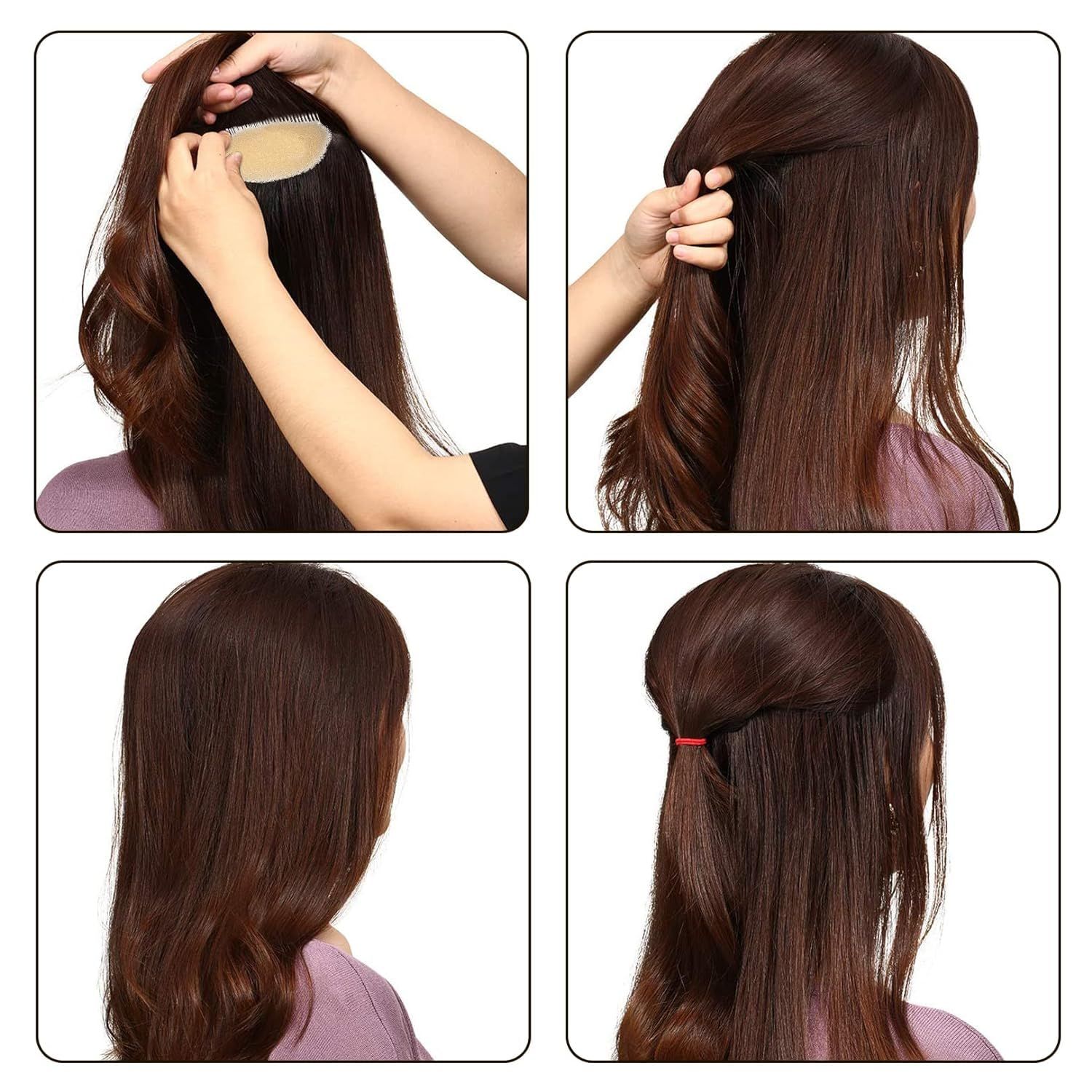 2Pcs Beige Charming Bump It Up Volume Inserts Hair Comb, Do Beehive Hair Style Tool Hair Comb, Do Beehive Hair Base Styling Accessories for Women Lady Girl