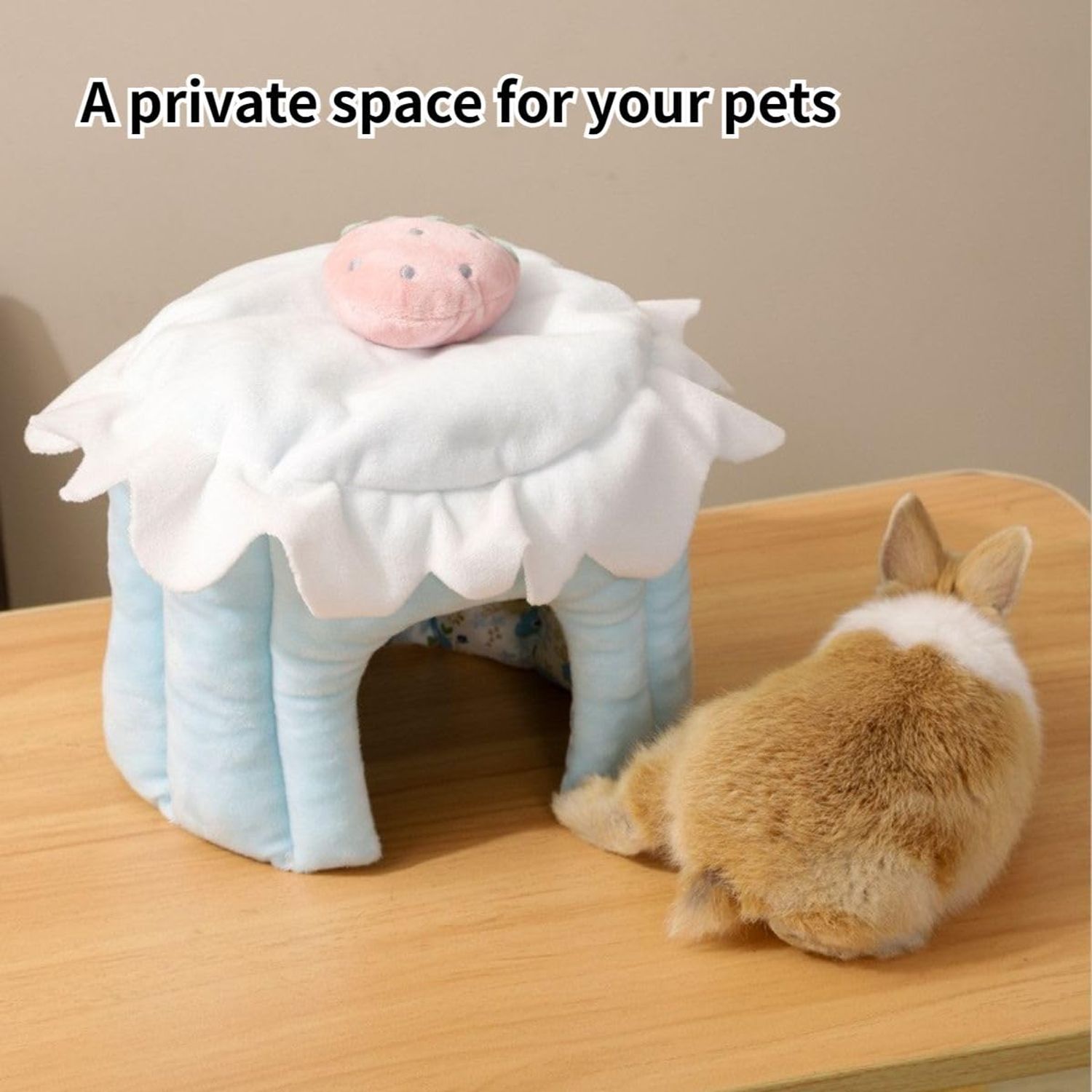Copfeu Cake Shaped Guinea Pig Hideout Tunnel, Cage Accessories for Bunny, Hamster, Chinchilla, Ferret, Rabbit and Other Small Pets (Pink, Medium)