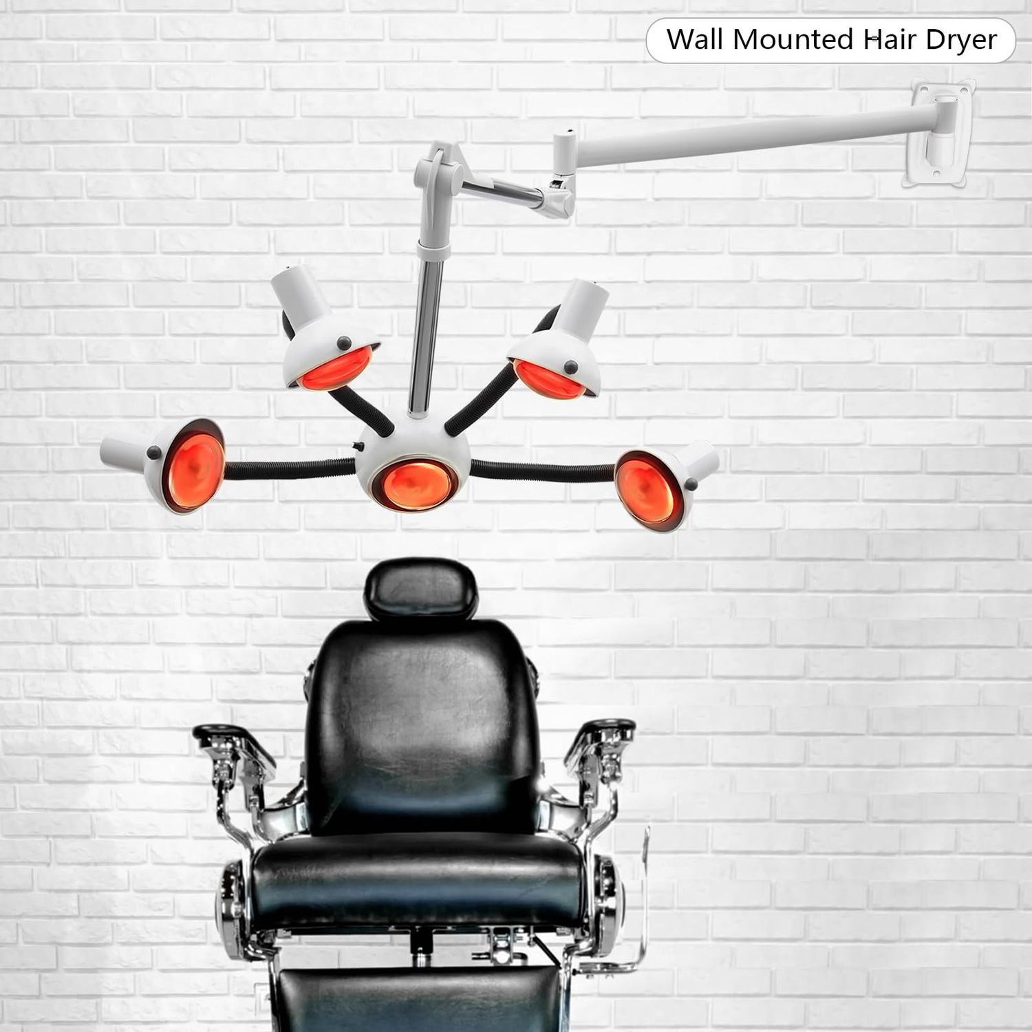 5 Head Infrared Heat Lamp, Salon Hair Dryer Color Processor, Adjusting Angle Wall Mounted Hair Steamer for Salon, Styling Perming Dryer Salon Heat Lamp