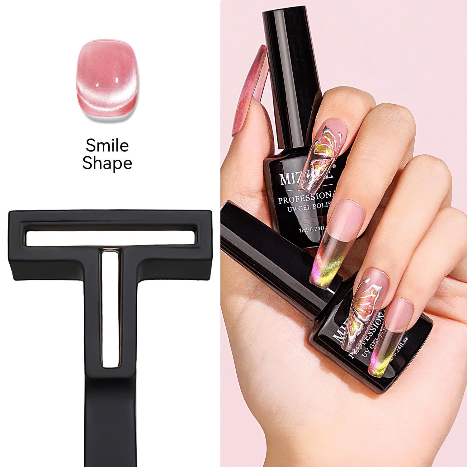 MIZHSE Nail Magnet Tool: 5 in 1 Magnetic for Cat Eye Nails, Multi-Function Magnet Stick 3D Magnetic Cat Eye Gel Polish, Nail Art Cat Eye Magnet Stick Nail Design Tools for Nail Salon Studio Home DIY