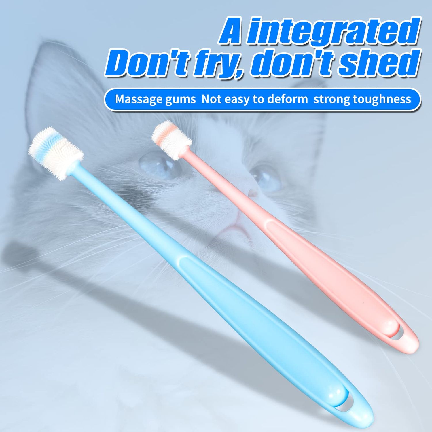 CUECOMER Cat Dog Pet Toothbrush & Toothpaste Kit,360 Degree Pet Toothbrush,Pet Teeth Cleaning kit,Reduces Plaque, Whitens Teeth, Freshens Breath