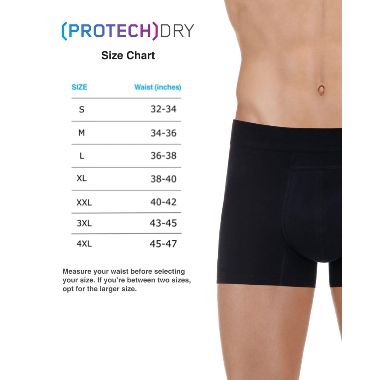 PROTECHDRY - Washable Urinary Incontinence Cotton Boxer Brief Underwear for Men with Front Absorbent Area (X-Large (Pack of 1), Black)