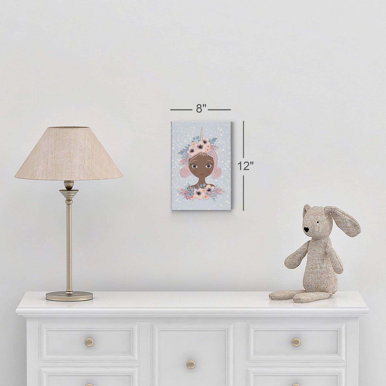 Smile Art Design African American Art Unicorn Girl Wall Decor Unicorn Gift Canvas Print Kids Room Decor Wall Art Baby Room Decor Nursery Decor Ready to Hang Made in The USA- 28x19