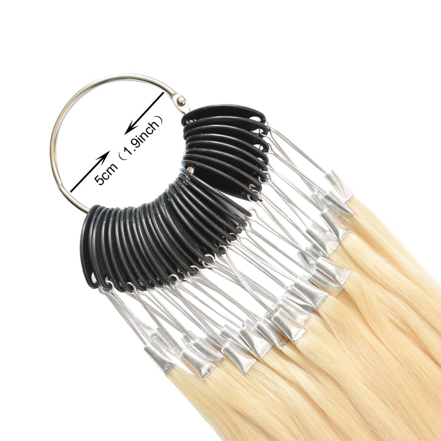 30 strands/set 100% Human Hair Color Swatches Testing Color Sample Rings for Human Hair Extensions and Salon Hairdressing Hair Dyeing Sample (Blonde)