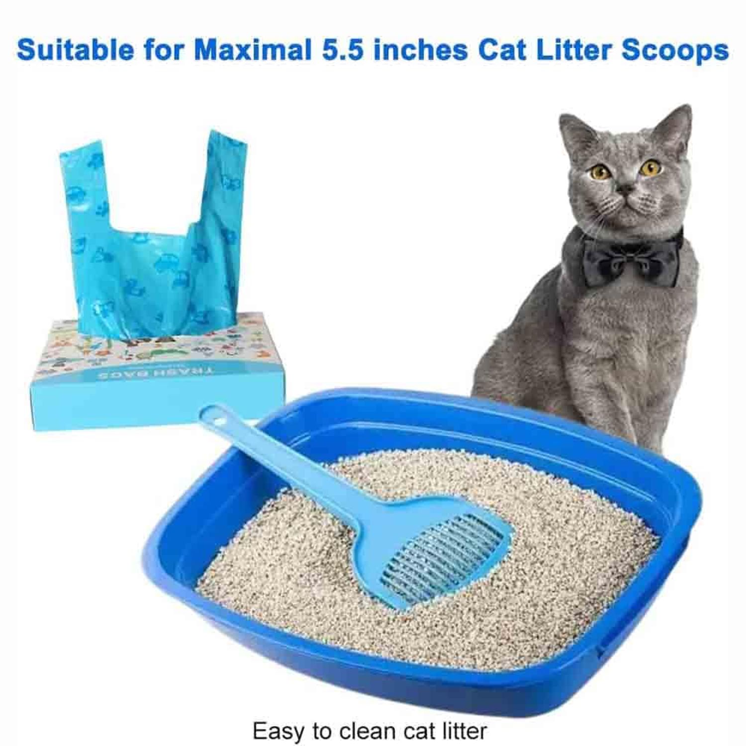 Cat Litter Poop Bags, 100 Count, Odor Sealing with Handles, Unscented (Blue)