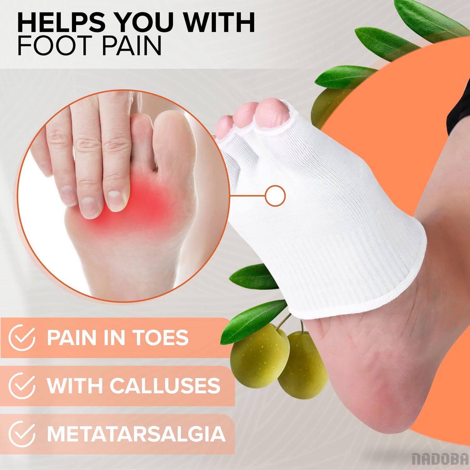 Gel Toe Separator Socks for Women – Pain Relief, Comfortable for Bedtime, Gel Toe Separators for Women Pedicure & Moisturizing, Fits US Sizes 6-10, Soft Cotton, Long-Lasting Design