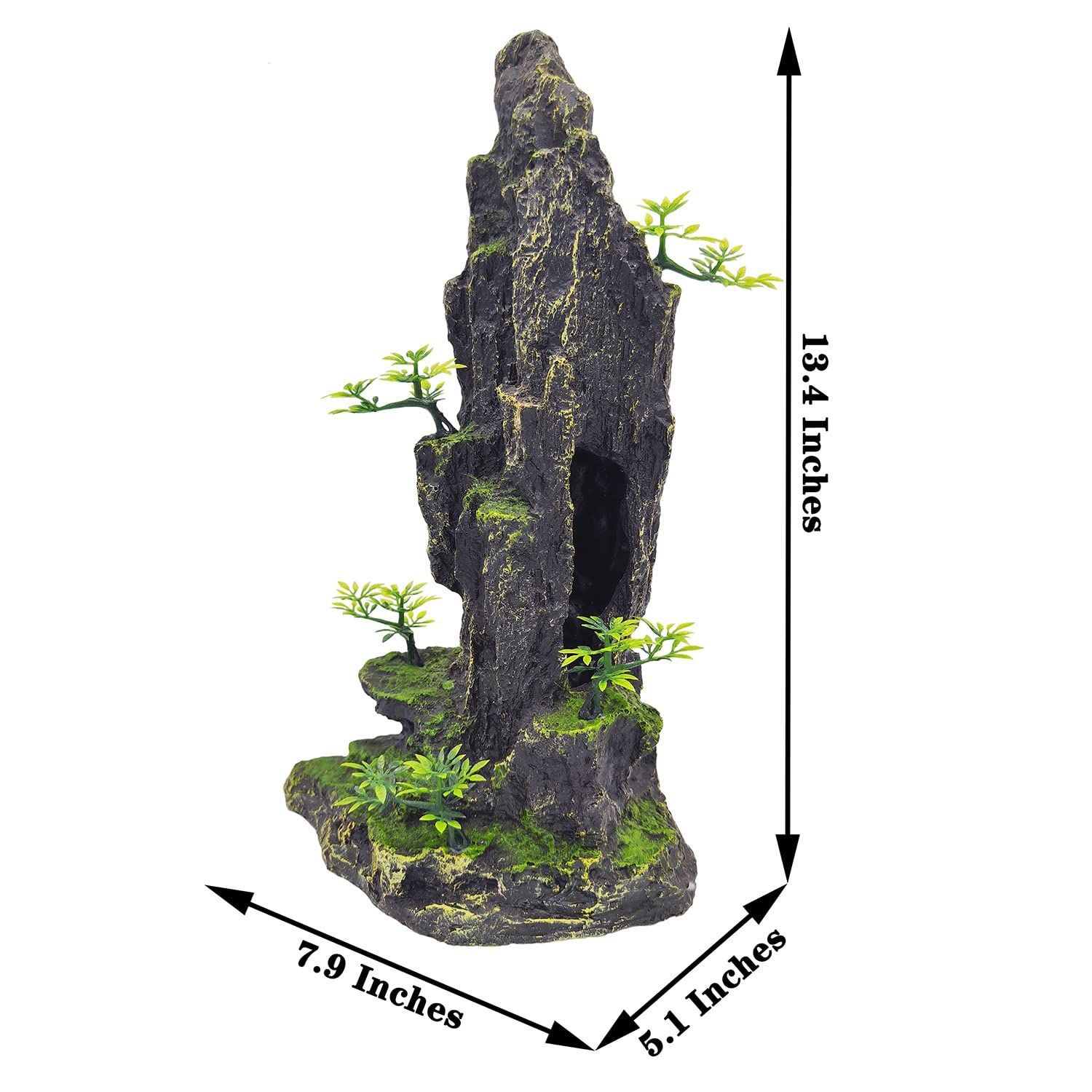 BCSIUHD Aquarium Ornament - Mountain View Stone Tree Rock Cave Large Fish Tank Decorations
