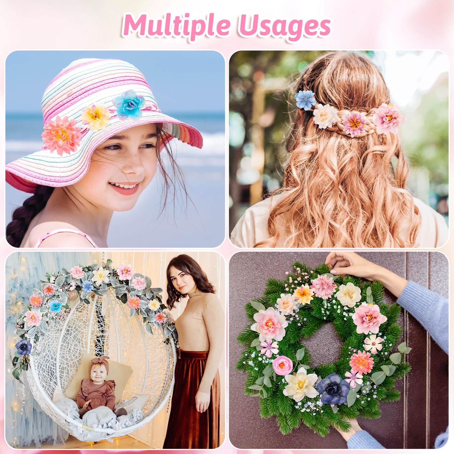 Thrilez 26 Pieces Flower Hair Clips Flower Hair Barrettes for Women, Flower Hair Accessories Hawaiian Boho Hairclip for Girls, Silk Flower Hair Clips for Beach Party Bridal Wedding Event Decor