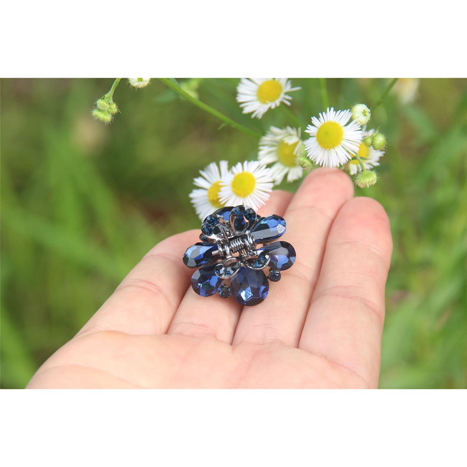 Carede 1.2 inch Rhinestone Butterfly Claw Hair Clips Hair Clamp,Crystal Bow Hair Jaw Clip Barrettes for Girls Women,Pack of 6