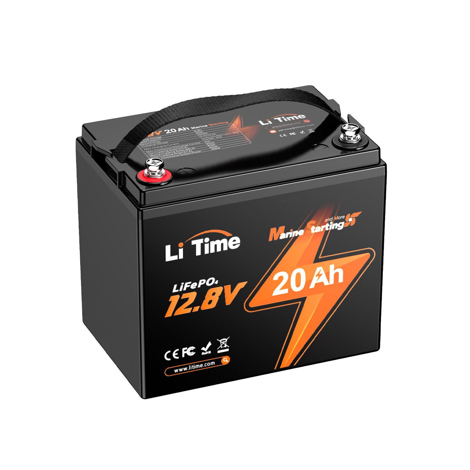 LiTime 12V 20Ah 650 CCA LiFePO4 Starting Battery For Outboard Motor Lawn Mower