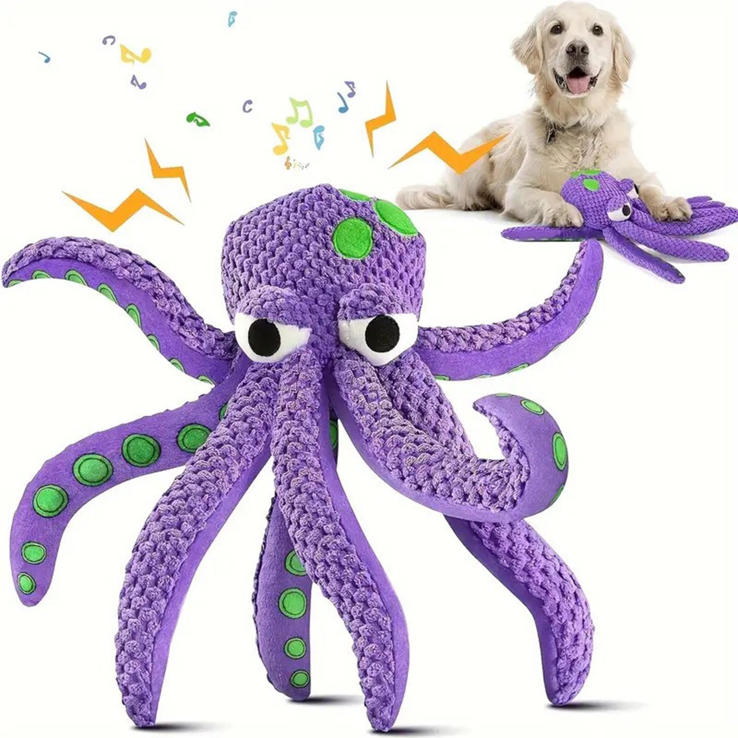 Mr Mower Parts Daisy Dog Toys Squeaky Dog Toys Octopus Dog Toys, Durable Chew Toys 12" Plush Octopus Dog Toy with Crinkle Paper and Squeaky Inside, No Stuffing Dog Toys for Indoor Dog
