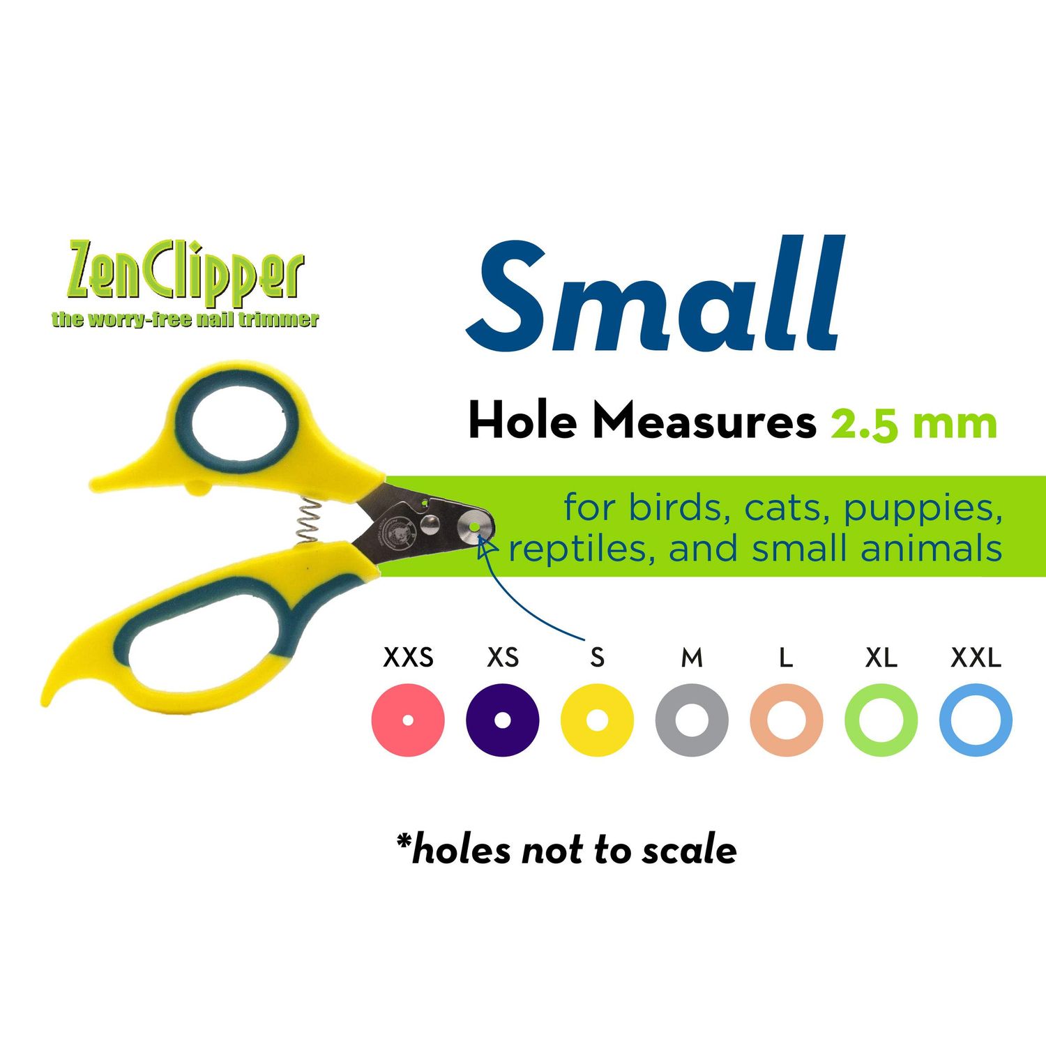 Zen Clipper Pet Nail Clipper for Cats – Cat Nail Trimmer for Safer Pet Grooming Care - Clean, Quiet, and Easy-to-Use Stainless Steel Claw Trimmer - (2.5mm Hole)