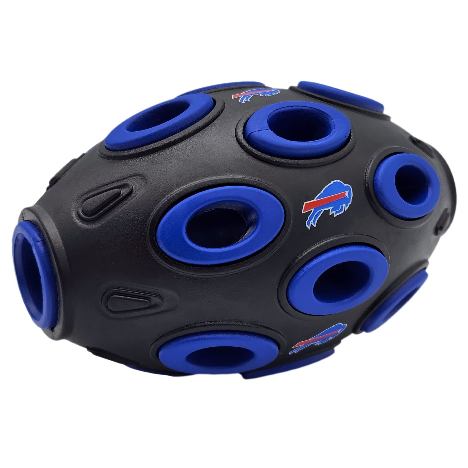 NFL Buffalo Bills Football Treat Dispensing Toy for Dogs and Cats, Rubber Ball Dog Toy, Interactive Fun Dog Treat Toy, Natural Rubber Dog Feeding Toy