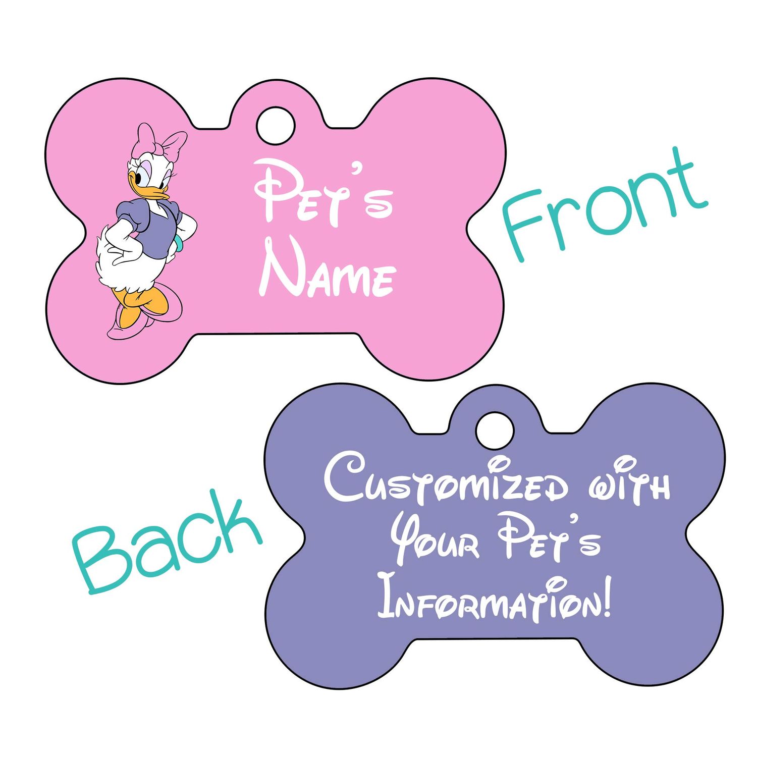 GuHuiKuDaisy Duck 2-Sided Pet Id Tag for Dogs & Cats Personalized for Your Pet