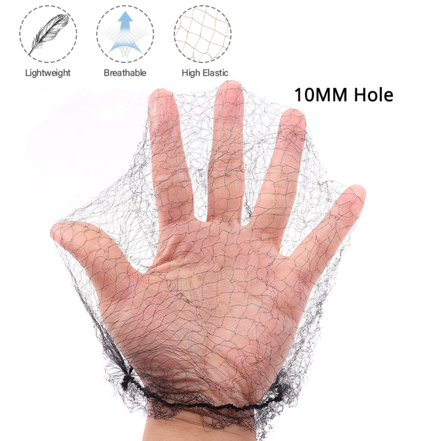 Ecojunmi Invisible Hair Nets for Long Hair, 100 Pcs 18-46 inch Black Elastic Mesh Women Hairnets Wig Cap for Wigs Frontal Closur Hair Bun Sleeping Food Service (24 inches)