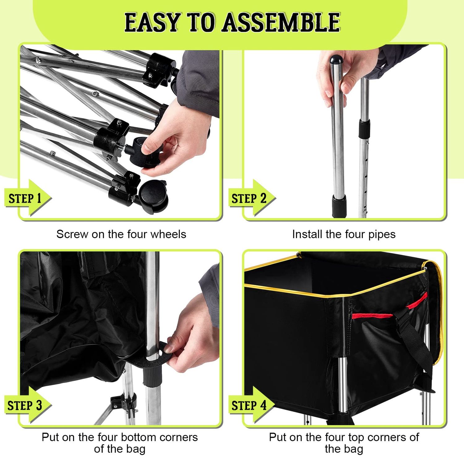 Deekin 2 Pcs Portable Ball Cart and Tennis Ball Pickup Collector Tennis Basket on Wheels with Storage Bag Tennis Ball Picker Upper Tennis Ball Tube Retriever for Baseball Storage (Medium Tube)
