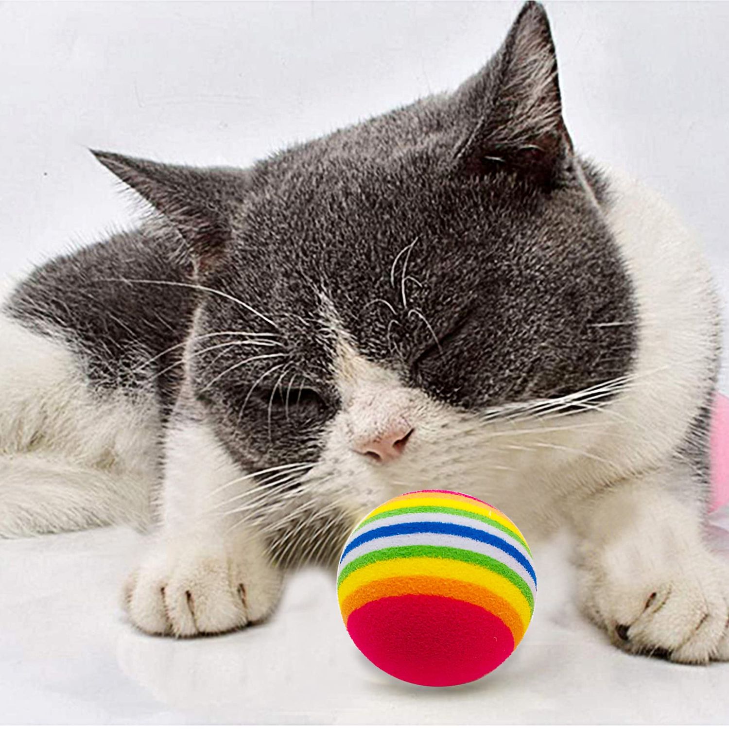 PET SHOW 20Pcs Cats Toys Interactive Kitten Ball Toys Assortments Variety Pack for Indoor Cats Mice Feather Sparkle Crinkle Ball Bells Spring