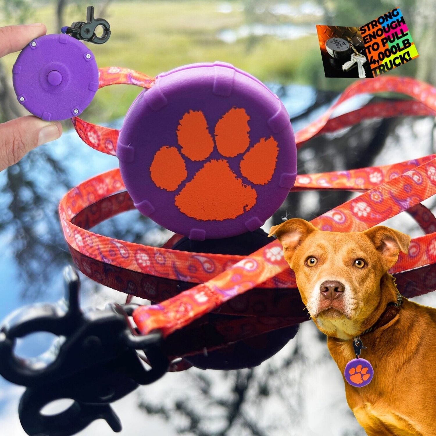 Tiger Paw + Freebie! Purple & Orange Mini Wearable Lightweight Clip-On Pet Leash