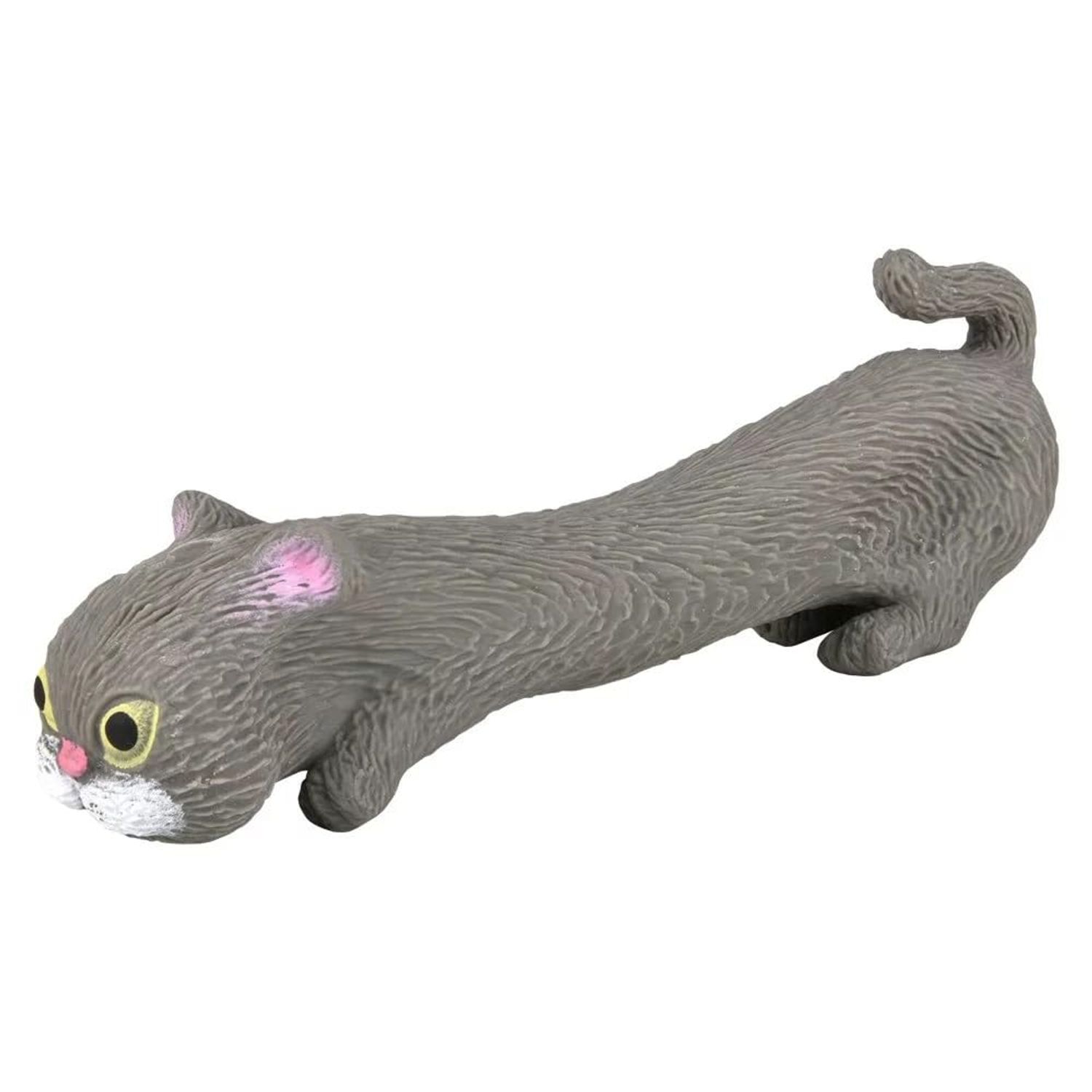 Squishy Stretchy Cat (3.5" to 6.5") Rubber Fidget Sensory Toy Filled with Sand. Great Stress Relief Cat Toy for Kids, Adults and Pets. (3 Pack