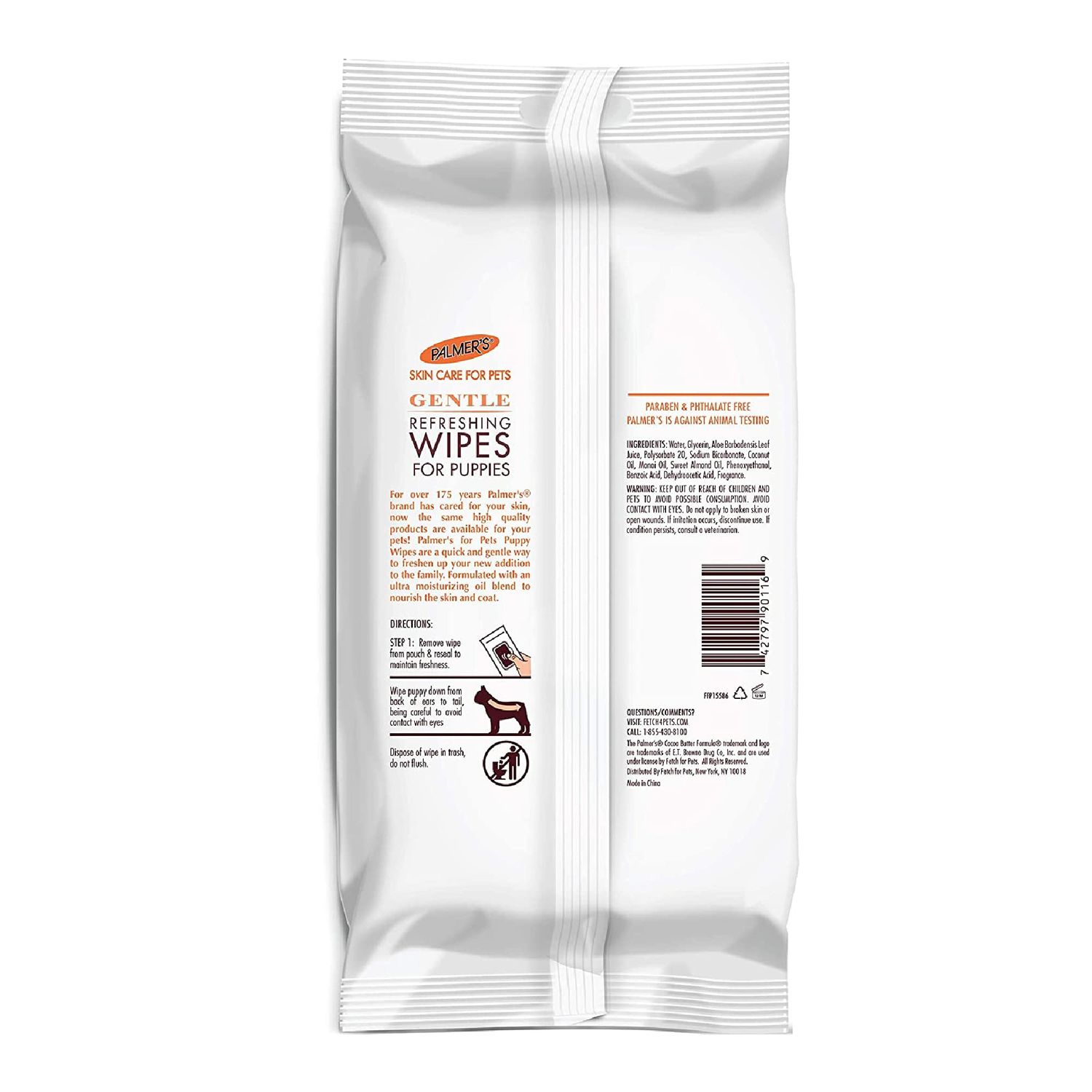 Palmer's for Pets Coconut Oil Gentle Refreshing Wipes for Puppies | Palmers Coconut Oil Puppy Wipes - 100 ct Gentle Pet Grooming Wipes for Dogs with Coconut Oil