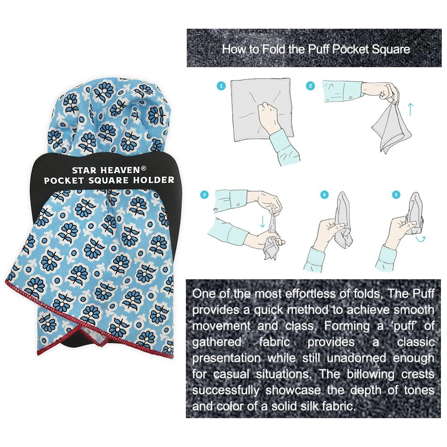 Pocket Squares Holder For Men, Best Accessories for Suits, Tuxedos,Vests and Dinner Jackets, 1/3/5/8Pack Assorted. (3-Pack)