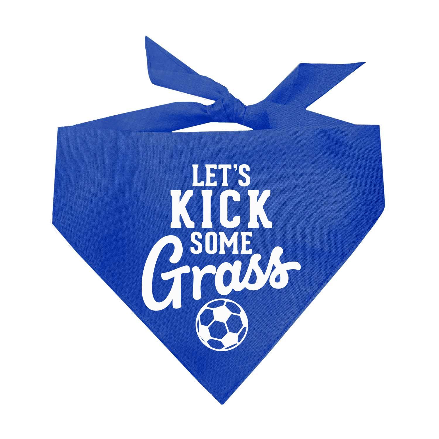 Let's Kick Some Grass Soccer Dog Bandana (Royal, OS 1077)