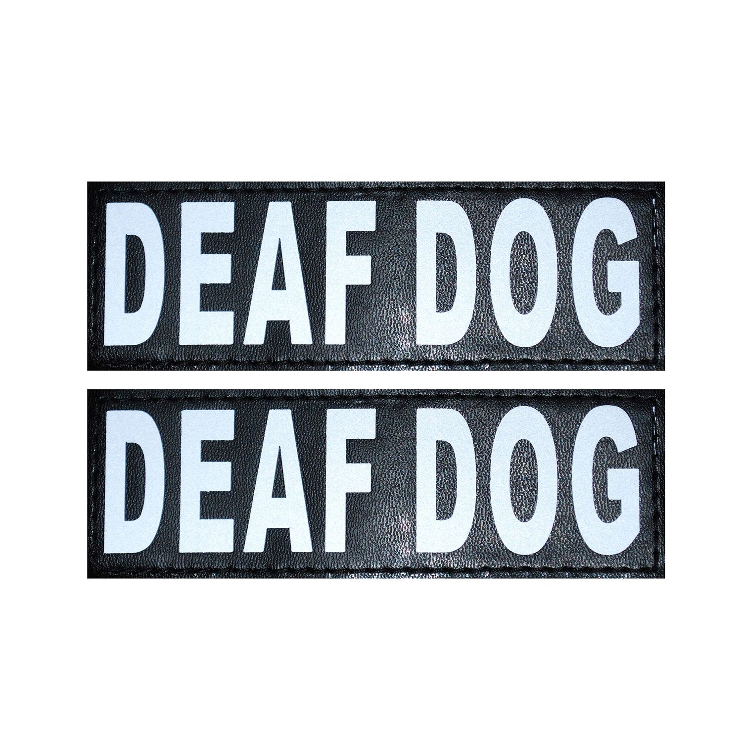 Doggie Stylz Set of 2 Reflective Deaf Dog Removable Patches with Hook Backing for Working Dog Harnesses & Vests. Durable and Interchangeable - Comes in 3 Sizes Small, Medium and Large