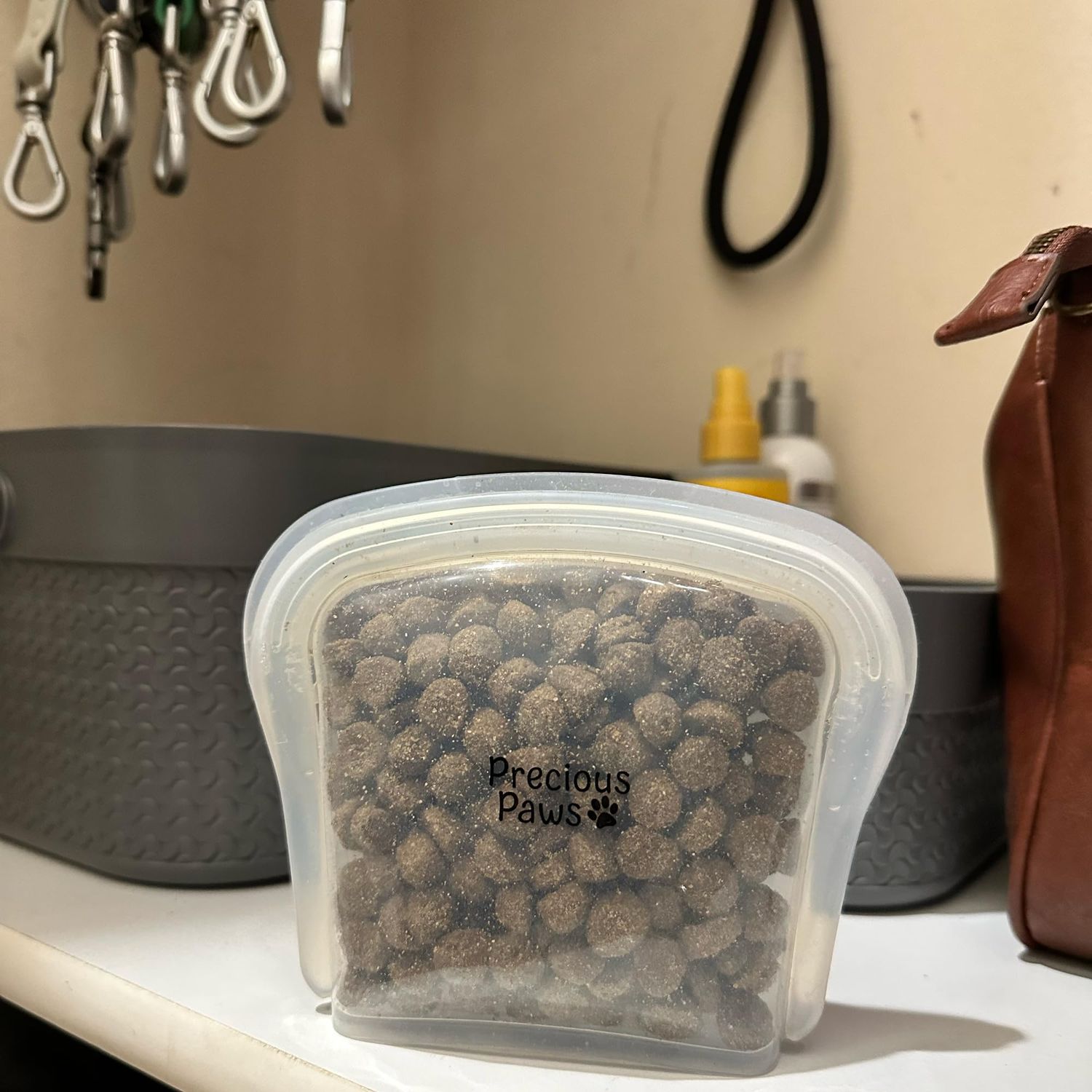 Precious Paws 2 Pack Dog Training Silicone Zipper Treat Bag Pouch | Reusable Silicone Zipper Bag for Dry or Wet Dog Treats/Food, Sealable Training Treat Bag for Dogs Cats Pets