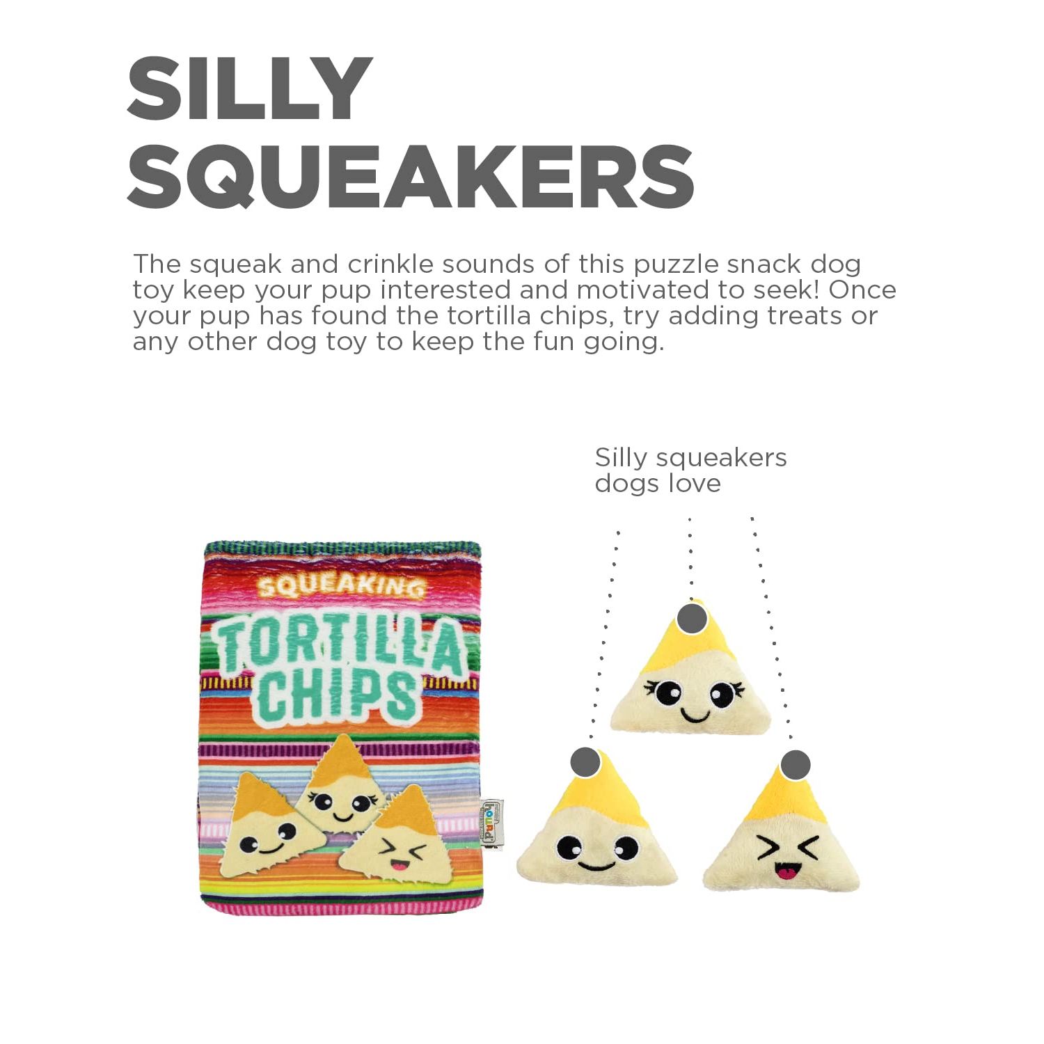 Outward Hound Snack Bag Tortilla Chips Puzzle Squeaky Dog Toys