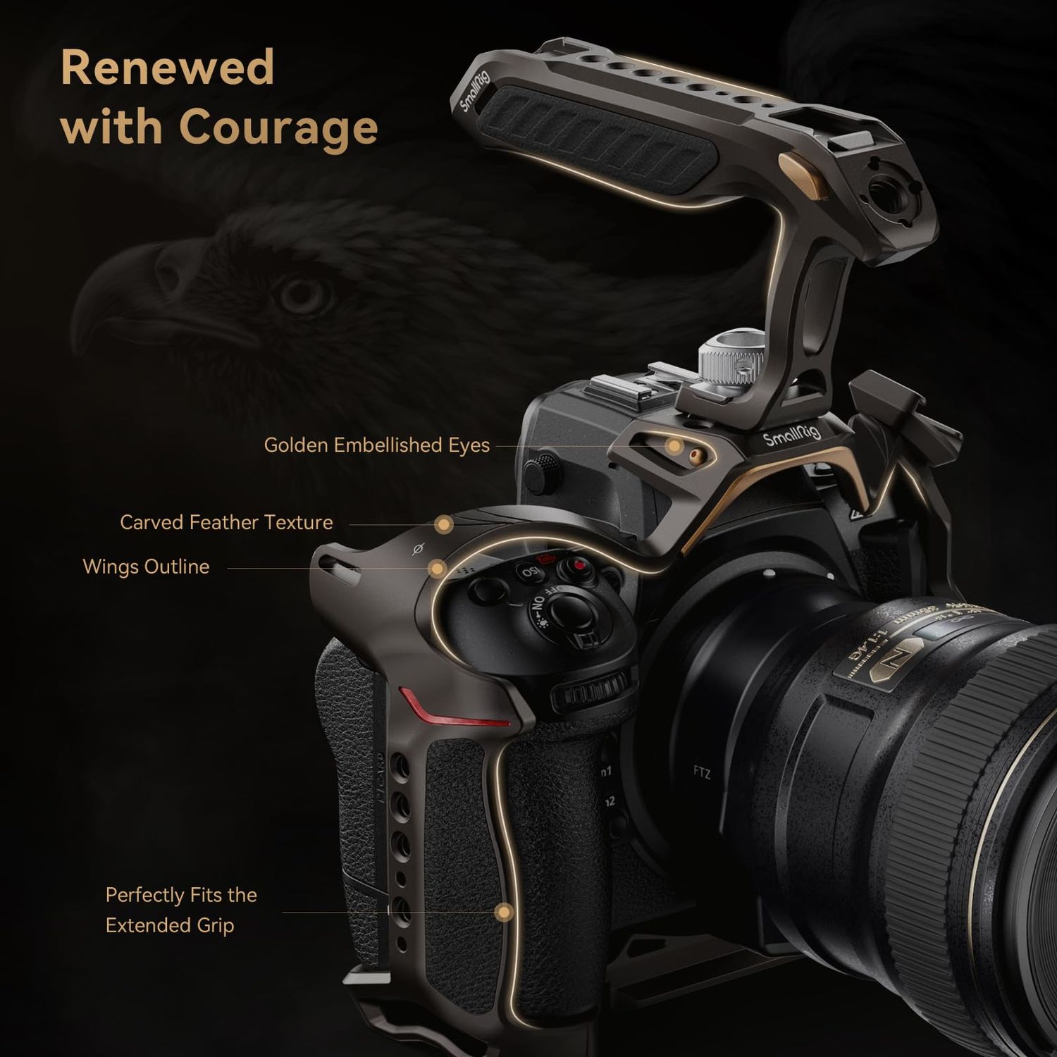 SmallRig Night Eagle Z8 Camera Cage for Nikon Z 8, Aluminum Alloy Full Cage, with Quick Release Plate for Arca-Swiss and Cold Shoe Mount for Microphone and Light - 4316