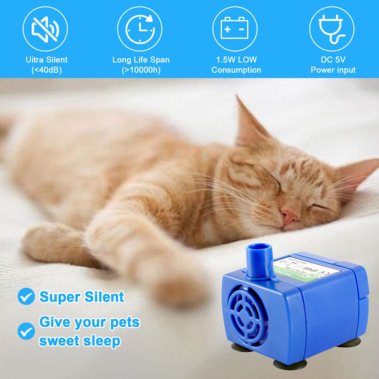 Pet Fountain Pump Replacement Cat Water Fountain Pump for Flower Fountain Automa