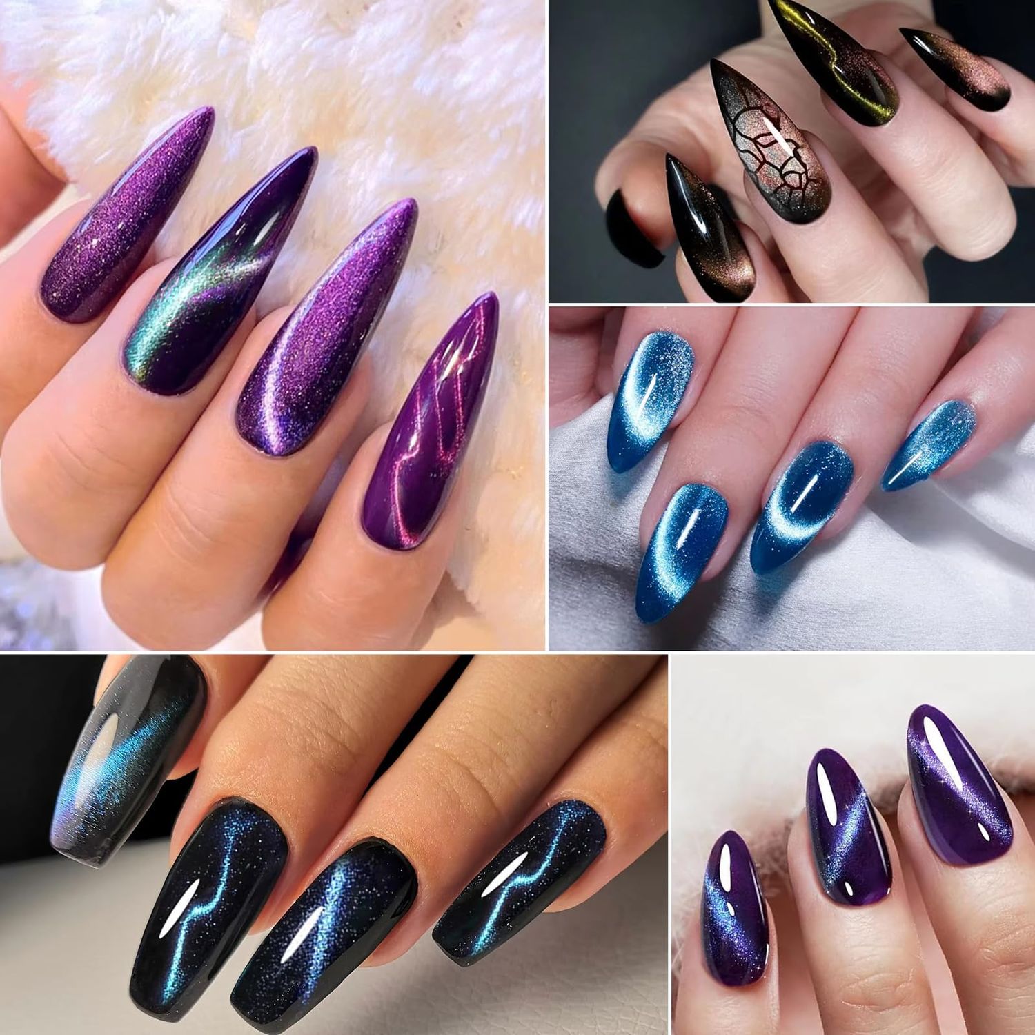 JFIYUOMCI 64Pcs Cat Eye Nail Magnet Set, Magnetic Nail Polish Magnet, Cat Eye Magnet for Nails, 3 IN 1 Magnets For Cat Eye Gel Polish, Cateye Nail Design Tools for DIY Nail Decoration Kit