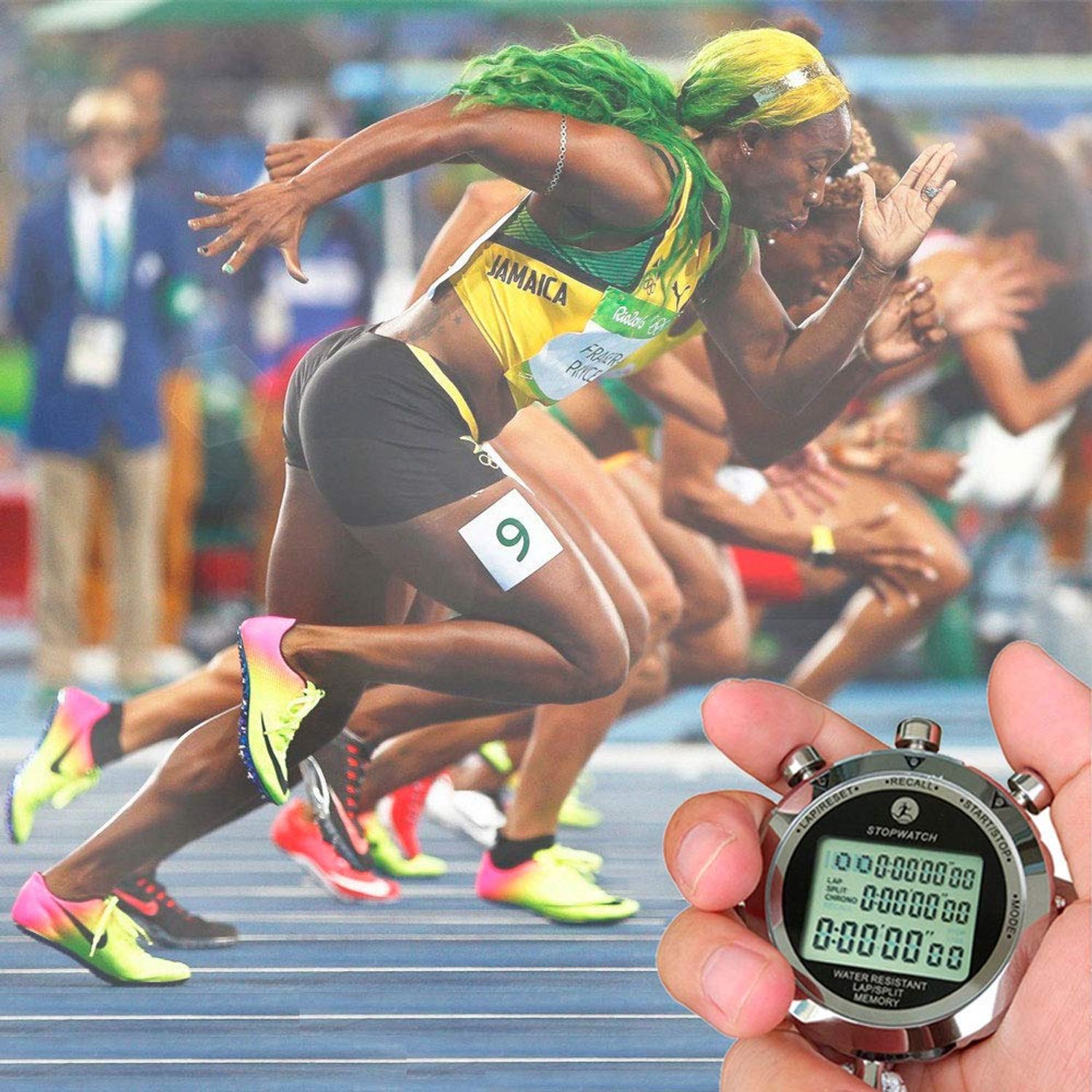 Rolilink Stopwatch,Metal Stop Watch for Sports Waterproof Stopwatches Timer for Sports and Competitions (10 Lap)
