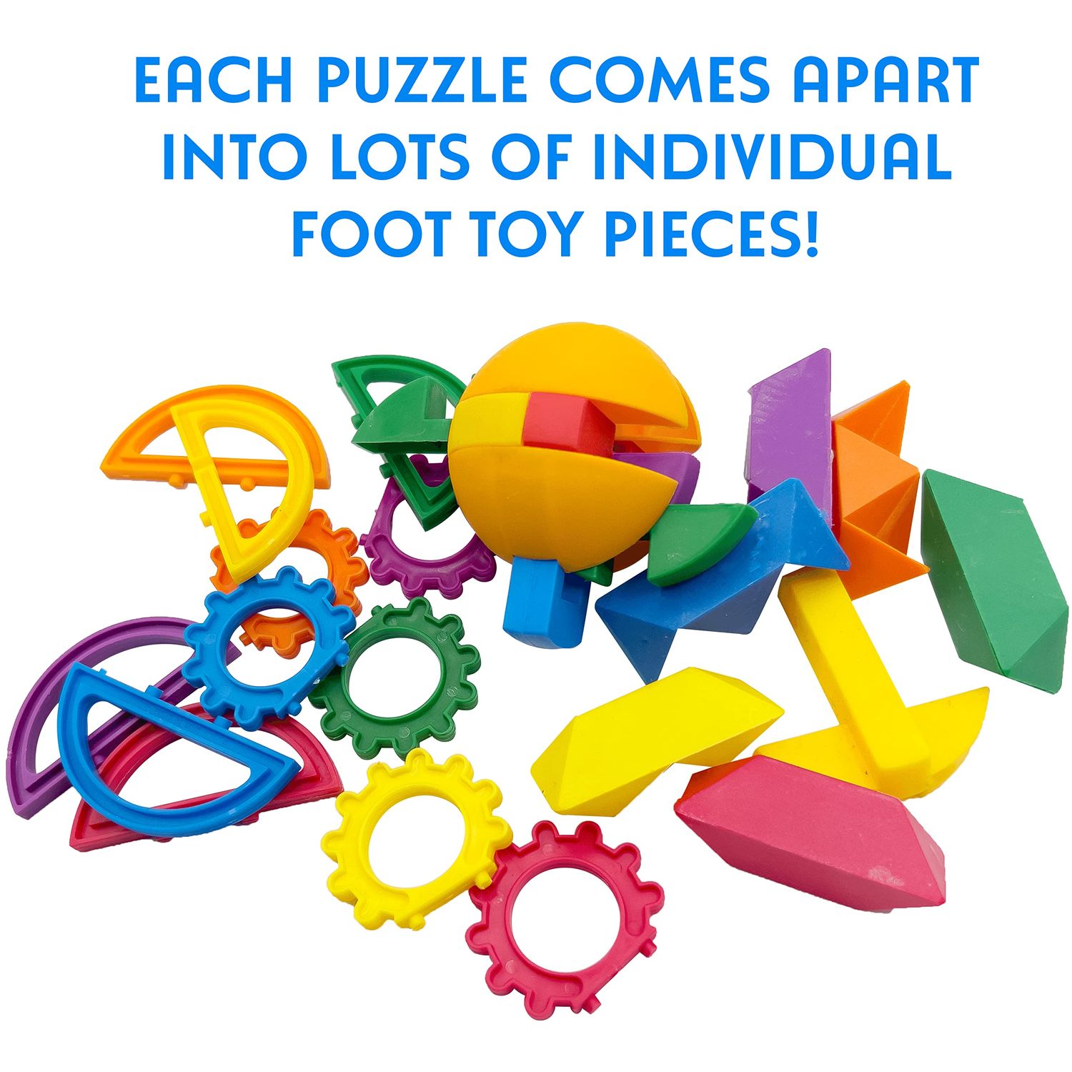 Mandarin Bird Toys by M&M 1028 Pk4 Brain Bird Puzzles - Brightly Colored Multi Piece Plastic Foot Toys, Four Different Sphere Shaped Puzzles, Tons of Individual Lightweight Parts, Grabbing Fun Birds