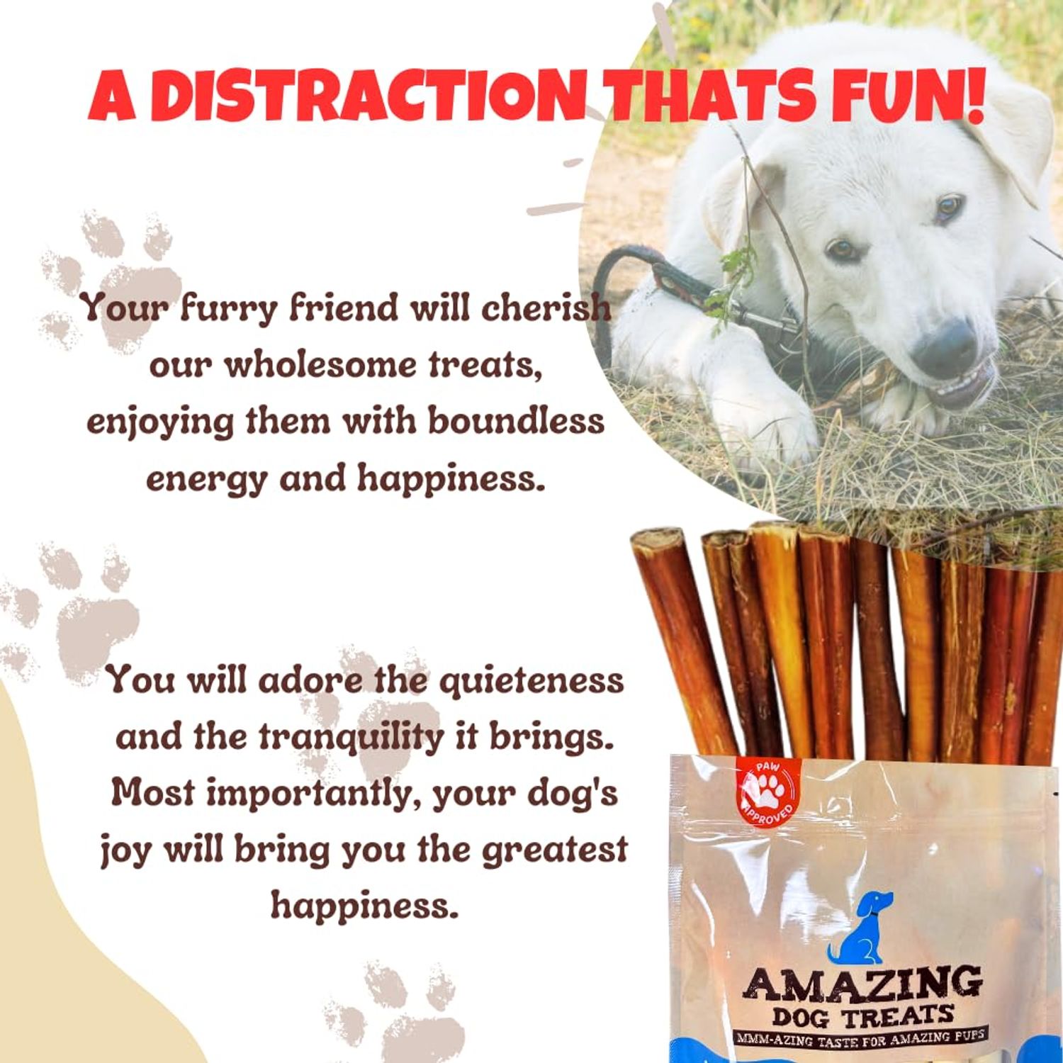 Amazing Dog Treats - 4-6 Inch Variety Bully Sticks (10 oz) - Premium Dog Chews - All Natural Rawhide Alternative - Long Lasting Dog Treats - No Hide Dog Chew- 100% Beef - Promotes Canine Dental Health
