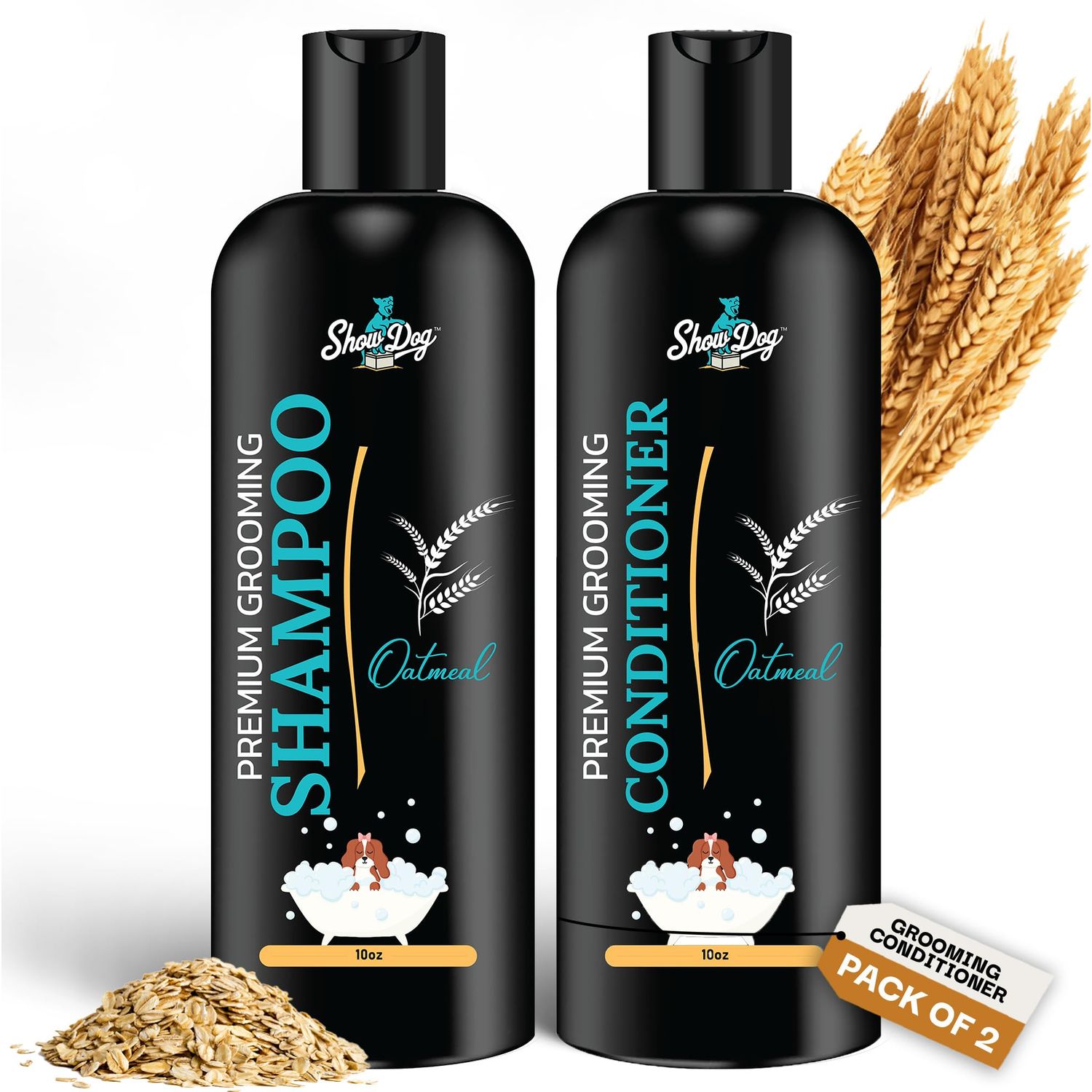 605Products Premium Dog Shampoo & Conditioner - Gentle Formula for Itchy & Sensitive Skin, Puppy Odor Eliminator, Natural Moisturizer (10oz)- Oatmeal