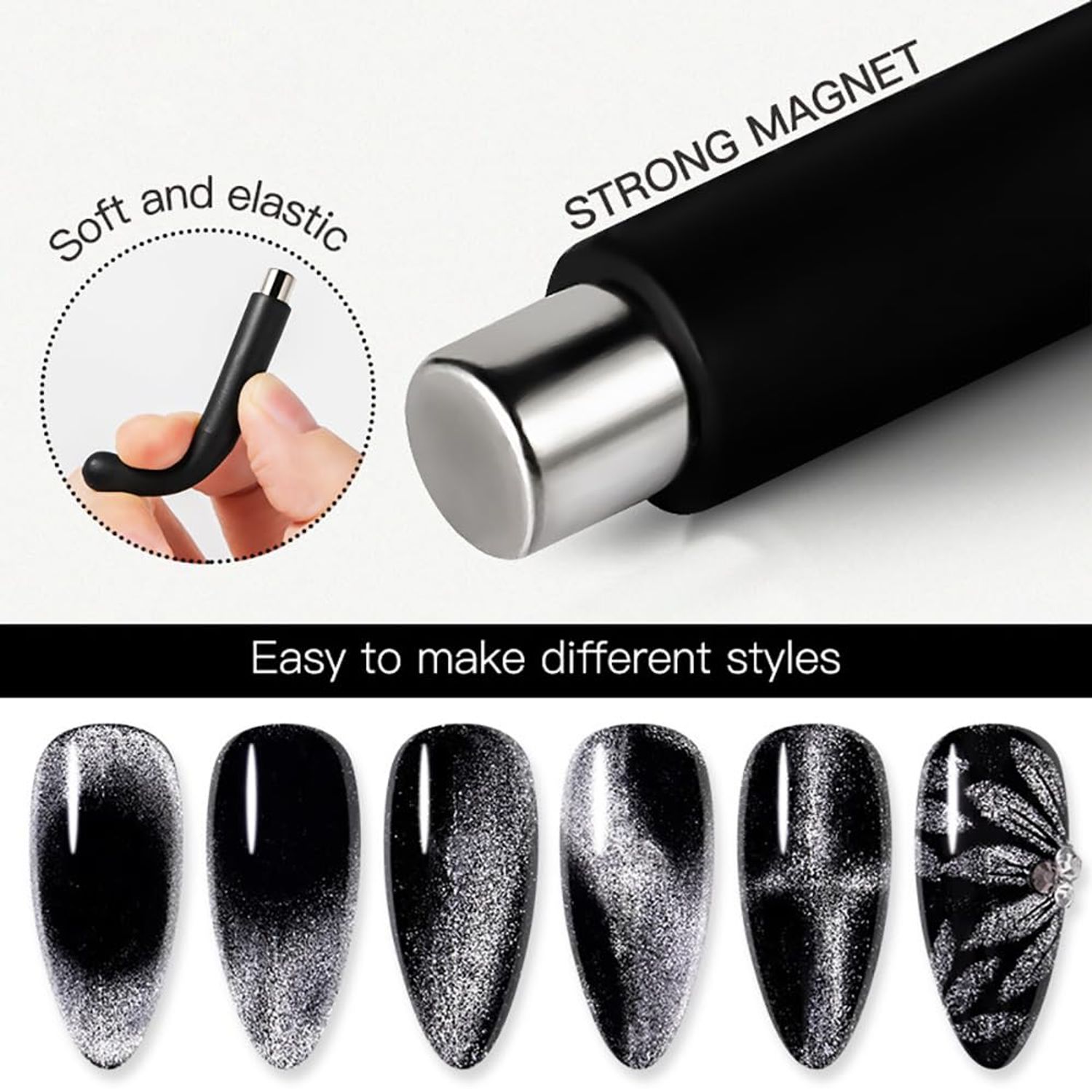 XEAOHESY 38 Pieces Cat Eye Magnet for Nails Cylindrical Strong Nail Magnet Tool Multi-Functional Nail Magnet Double Ended Magnet Wand Magnet Stick Cube Nail Magnet for Cat Eye Gel Nail Polish