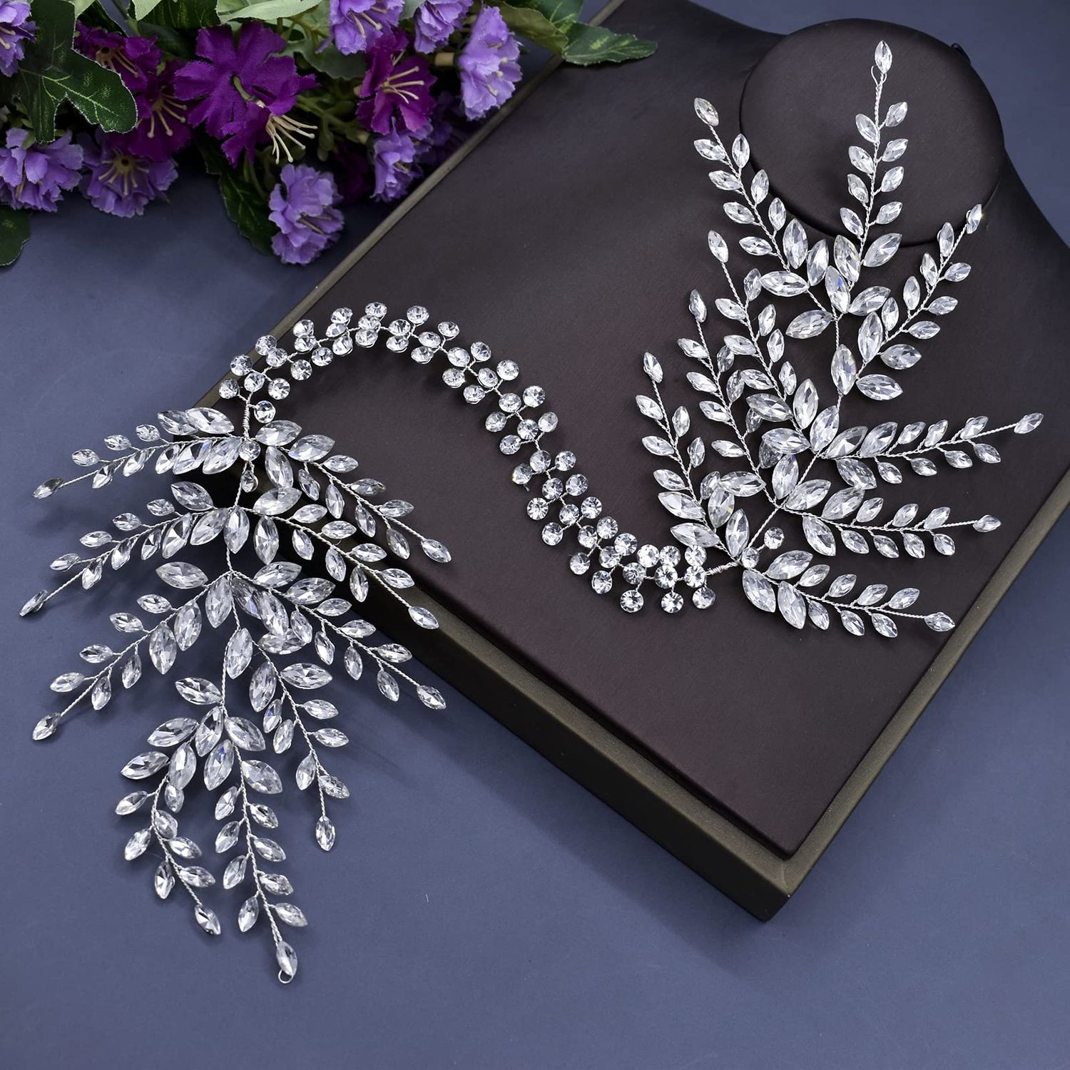 LOVFOIVER Bride Headpieces for Wedding, Rhinestone Bridal Headband, Handmade Wedding Hair Accessories for Brides