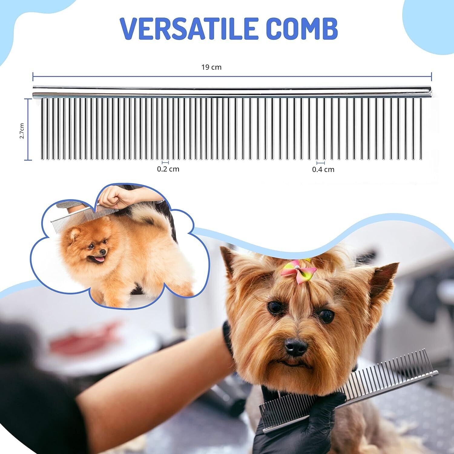 Undercoat Rake for Dogs Double Coat with Pet Comb, Pet Grooming Brush