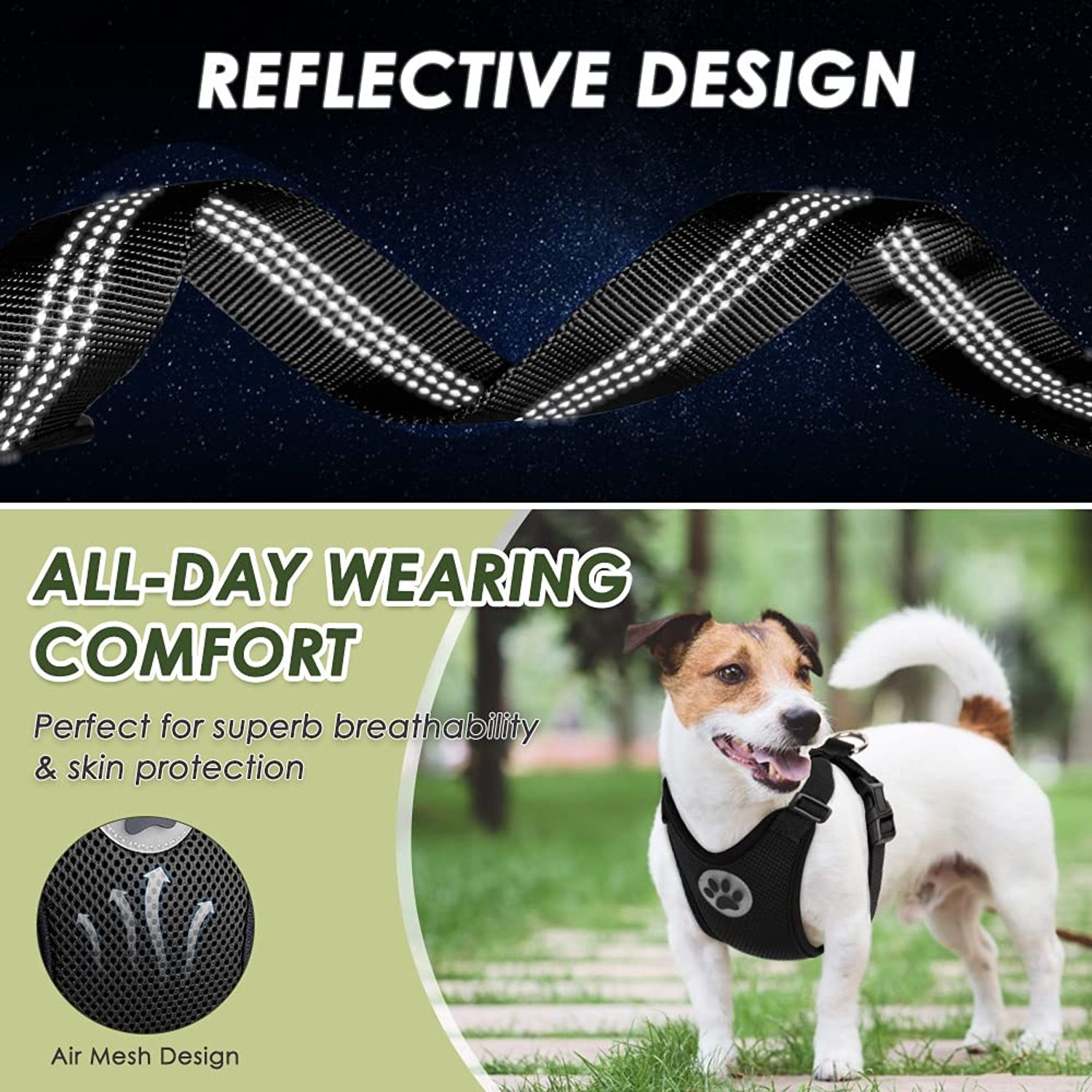 SlowTon Dog Seat Belt Car Harness Set - Adjustable Dog Seatbelt with Carabiner for Most Cars, Breathable Dog Vest Harness Padded with Car Safety Leash for Small Medium Large Dogs Puppy Cats(Black L)