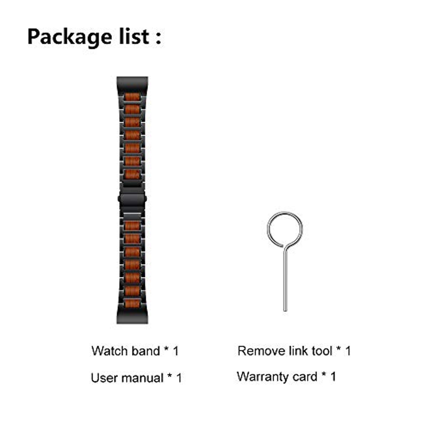 LDFAS Fenix 7X/6X/5X Plus Band, Natural Wood Red Sandalwood Stainless Steel Metal Watch Band, 26mm Quick Release Easy Fit Strap Compatible for Garmin Fenix 7X/6X Pro/5X/5X Plus/3HR/Descent Mk2