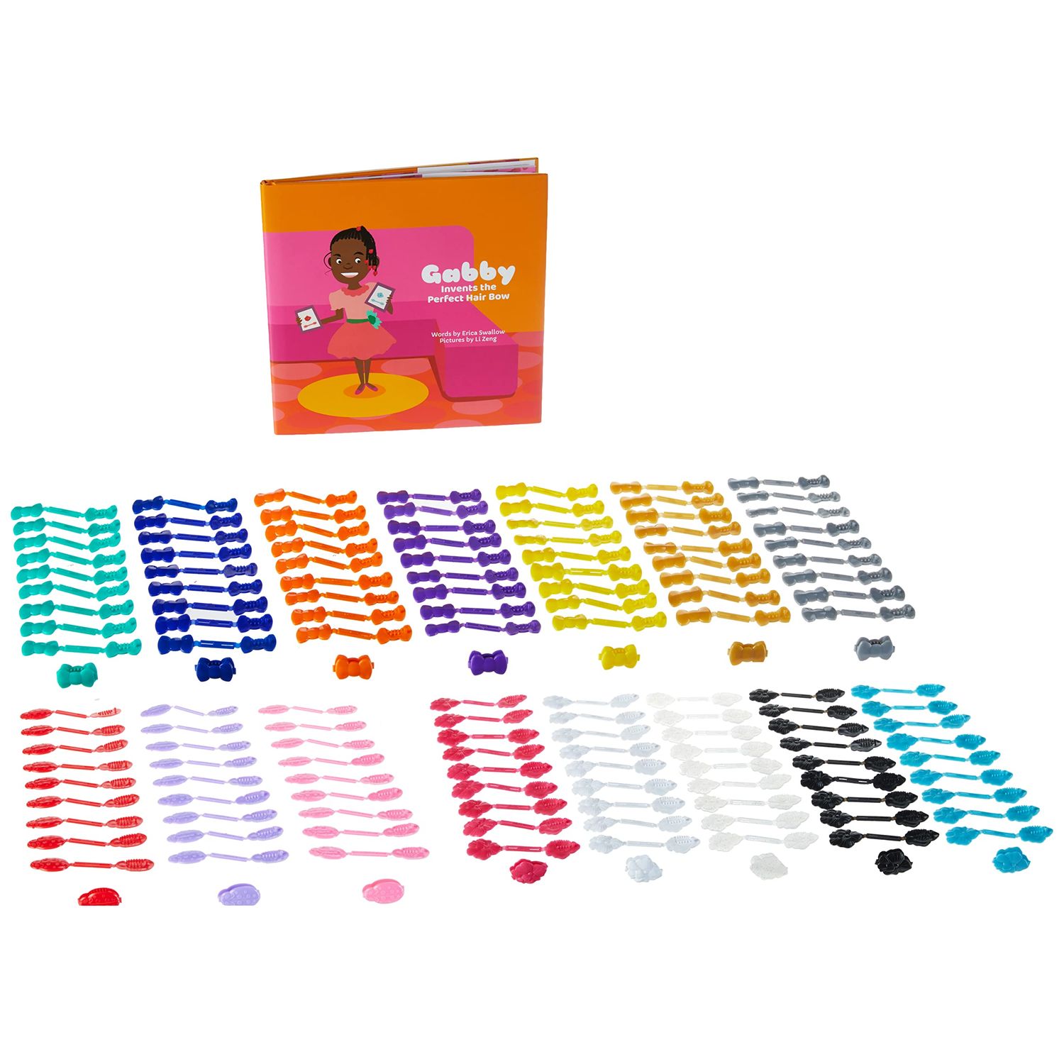 Confidence - All Girl GaBBY Bows (150 non-slip barrettes) and Gabby Invents the Perfect Hair Bow Children's Book Bundle