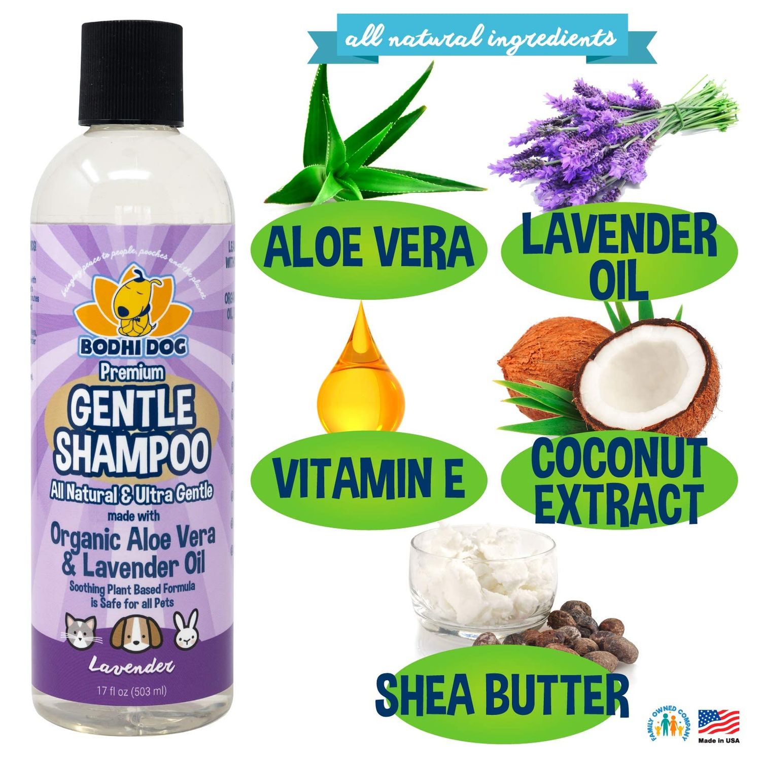 Bodhi Dog Premium Gentle Shampoo - Soothing, Ultra-Gentle Puppy Shampoo with Aloe Vera & Lavender Oil - Natural Moisturizing Pet Wash for Puppies, Dogs & Cats (17 Fl Oz)