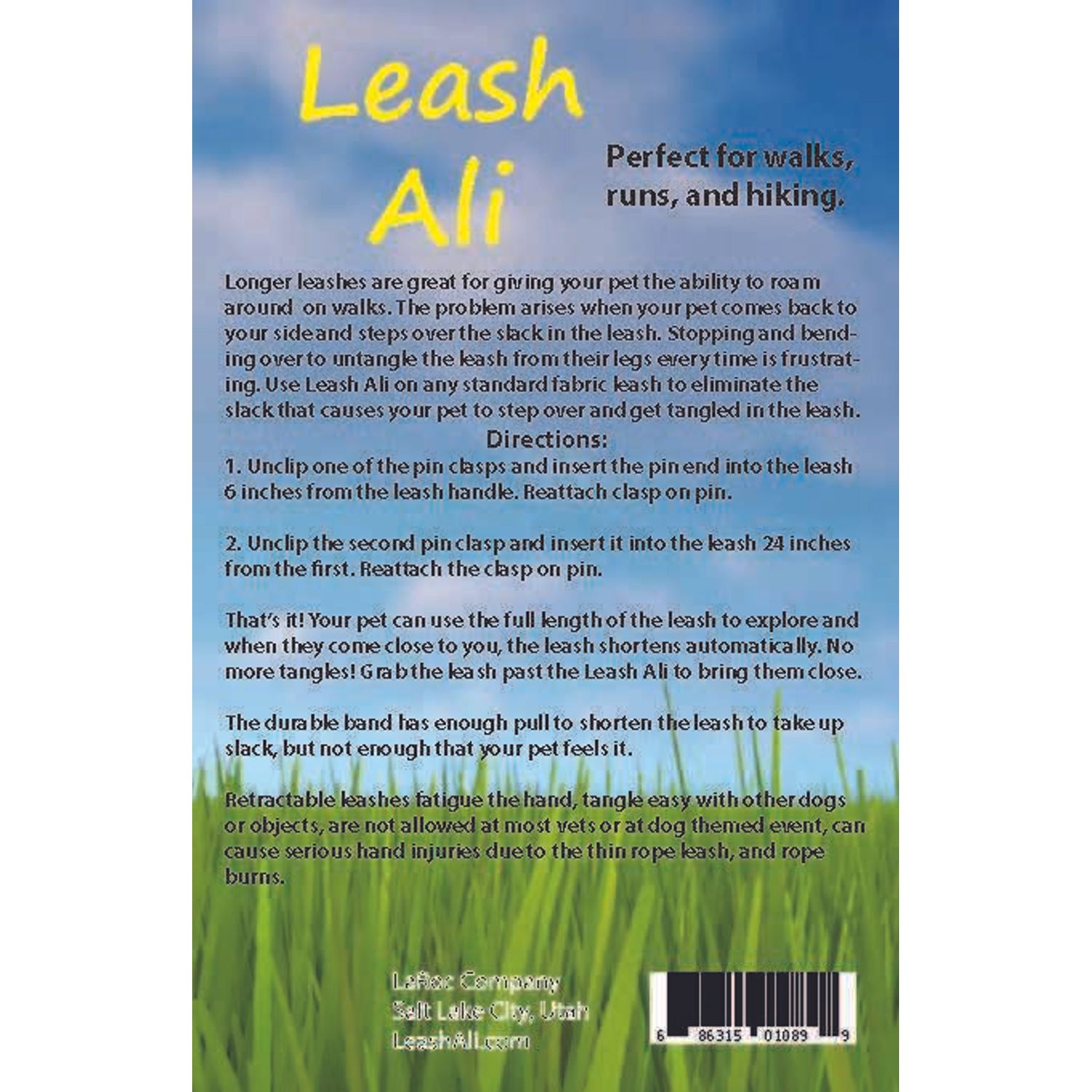 LEASH ALI,  Keeps your pet leash tight so your pet does not get tangled in it.