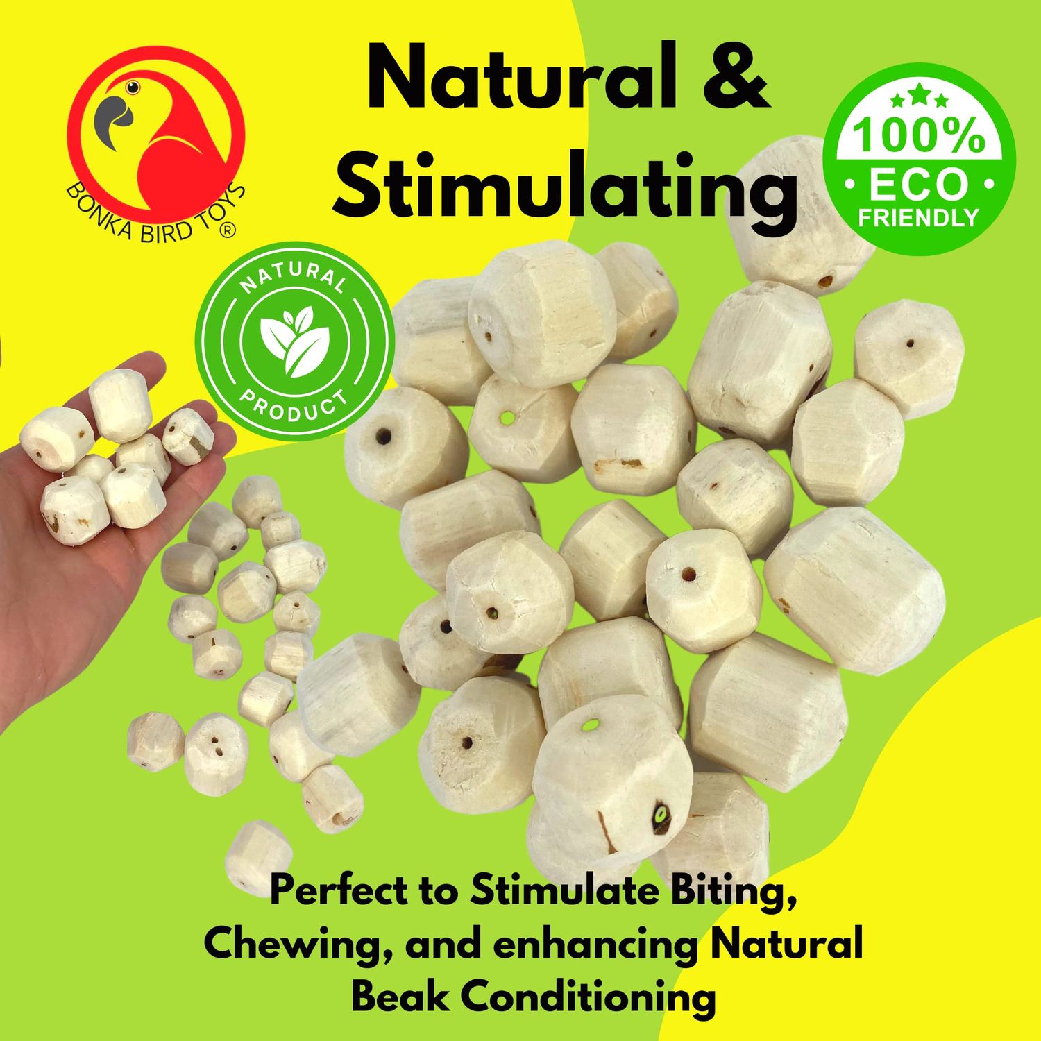 Bonka Bird Toys 3383 Pk24 Sola Rocks Foot Talon Craft Part Bird Toys Natural Chew Foraging Treat for Conures Cockatiels Parakeets and Other Similar Sized Birds