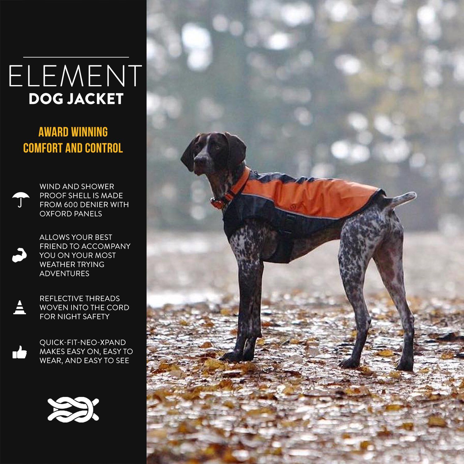 EzyDog Element Best Dog Jacket - Premium Wind and Waterproof Reflective Dog Coat for Safety and Protection - Provides Leash Access to Harness or Collar (Scarlett, XX-Small)