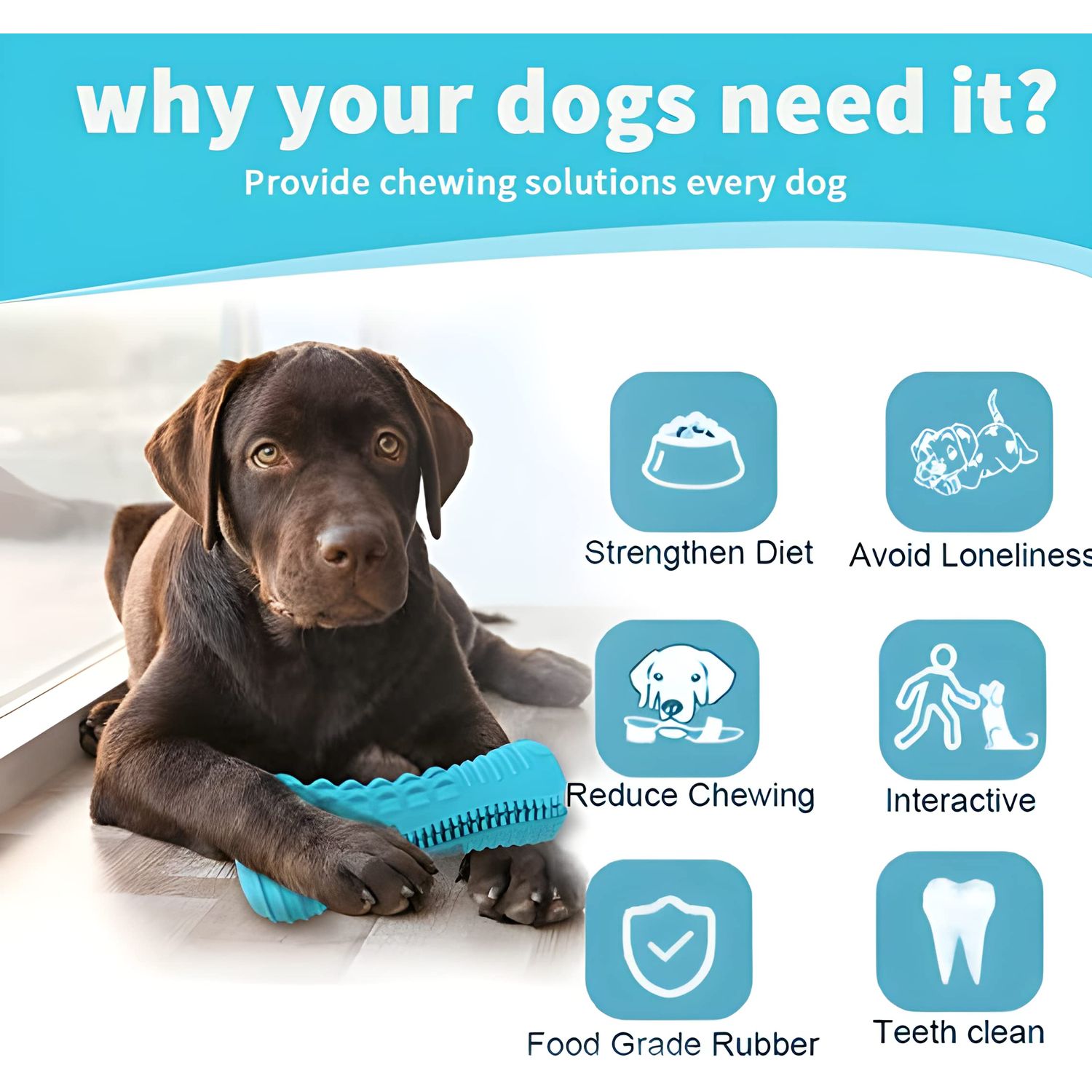 NECHAN Dog Toys for Aggressive Chewers, Dog Chew Toys for Aggressive Chewers Dental Care, Teeth Cleaning,German Shepherds, Golden Retrievers, Labradors, and Huskies (Blue)